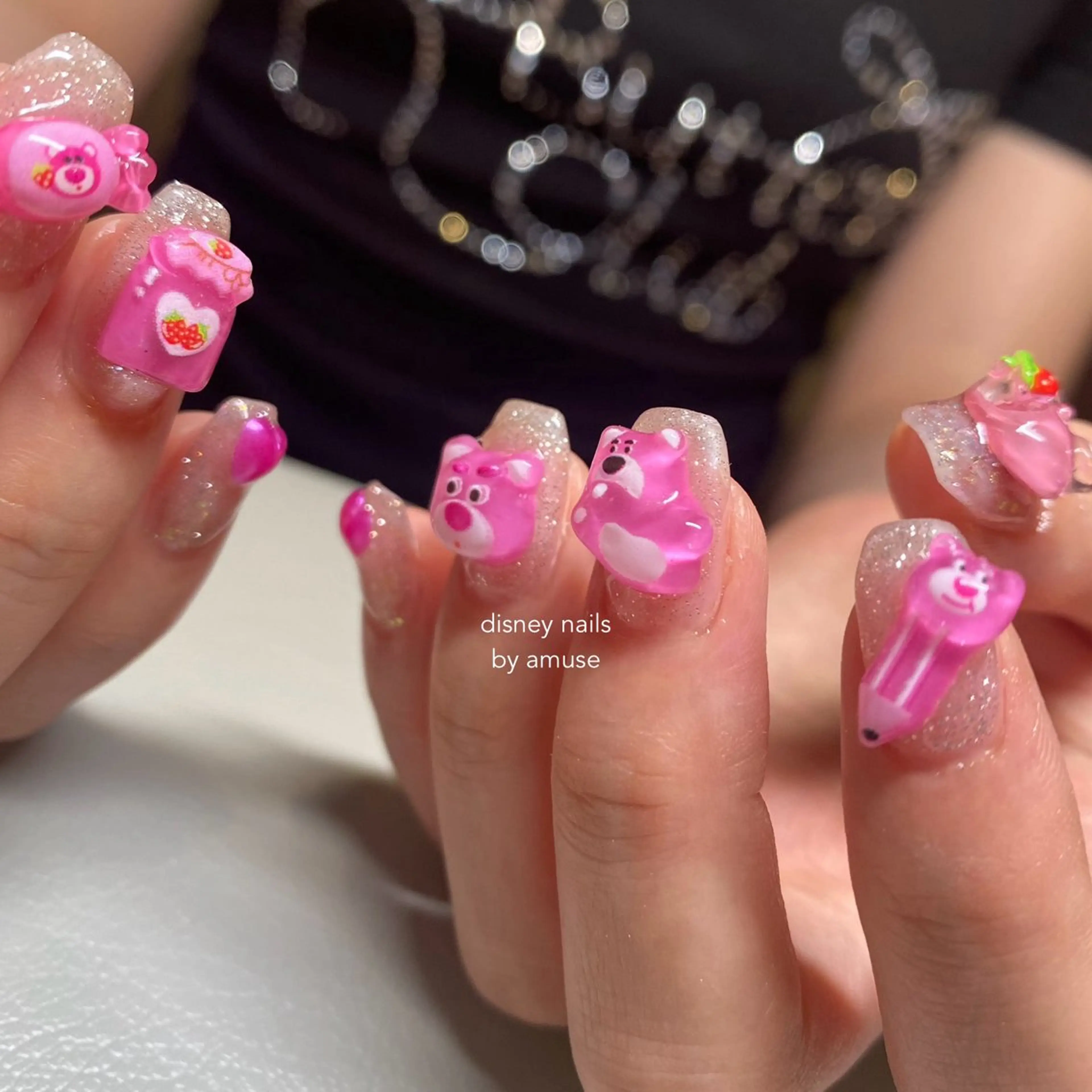 ネイル ピンク 夏ネイル amuse 手書きニュアンスのネイルデザイン