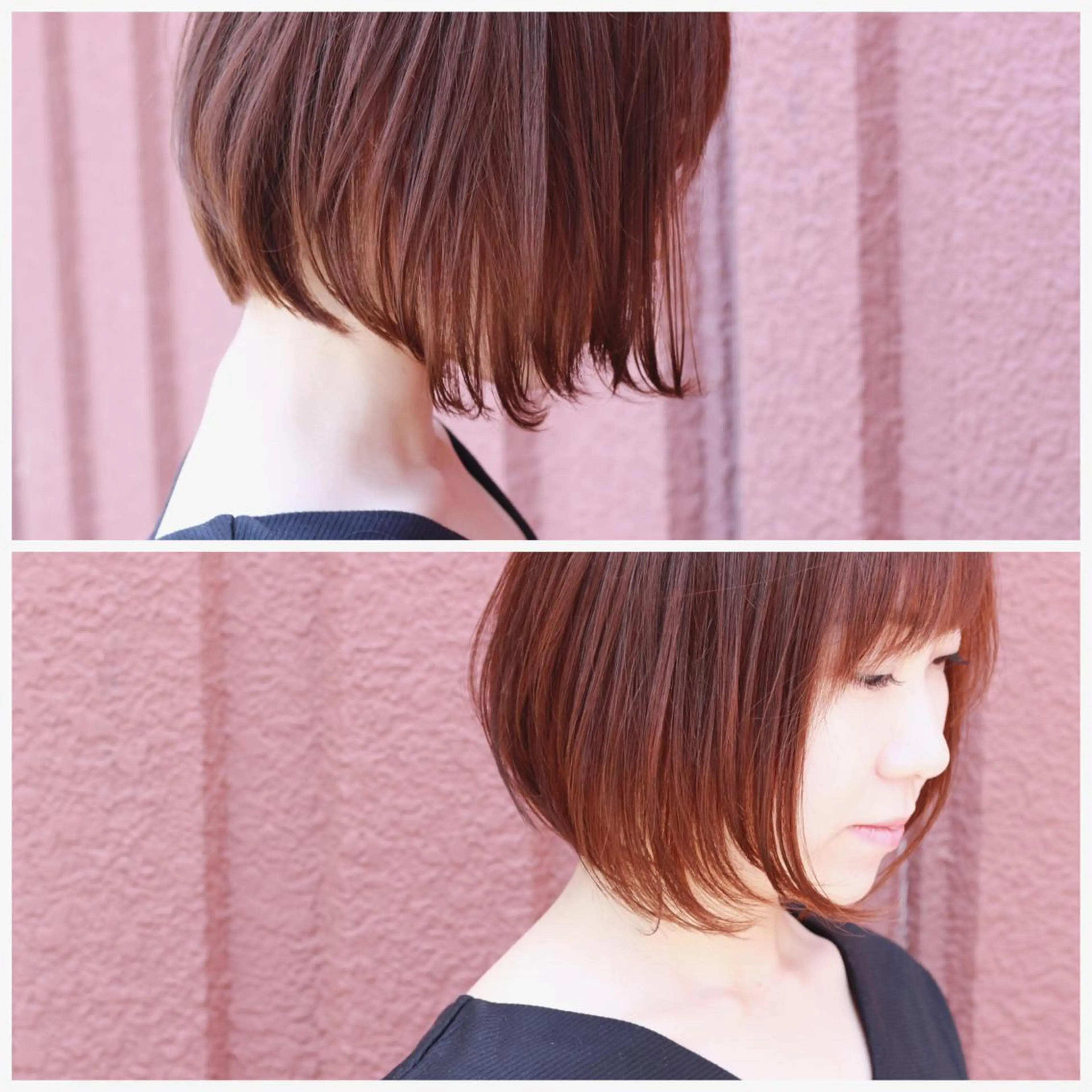 ショート カラー 前下がりボブ ボブ カット パーマ Viage （ビアージュ）のヘアスタイル