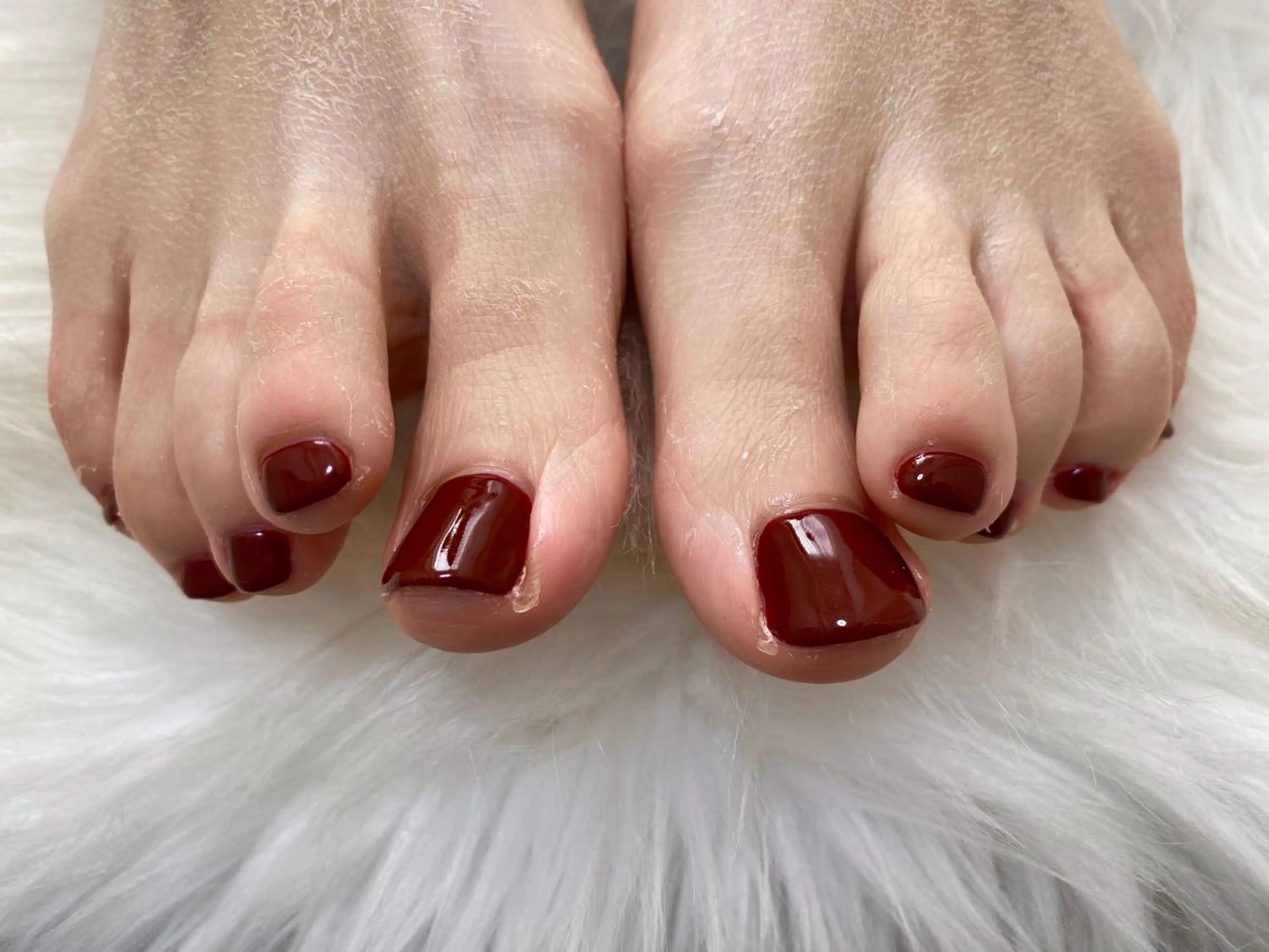 ネイル ボルドー ワンカラーネイル フットネイル Mogu nail 二子玉川のネイルデザイン