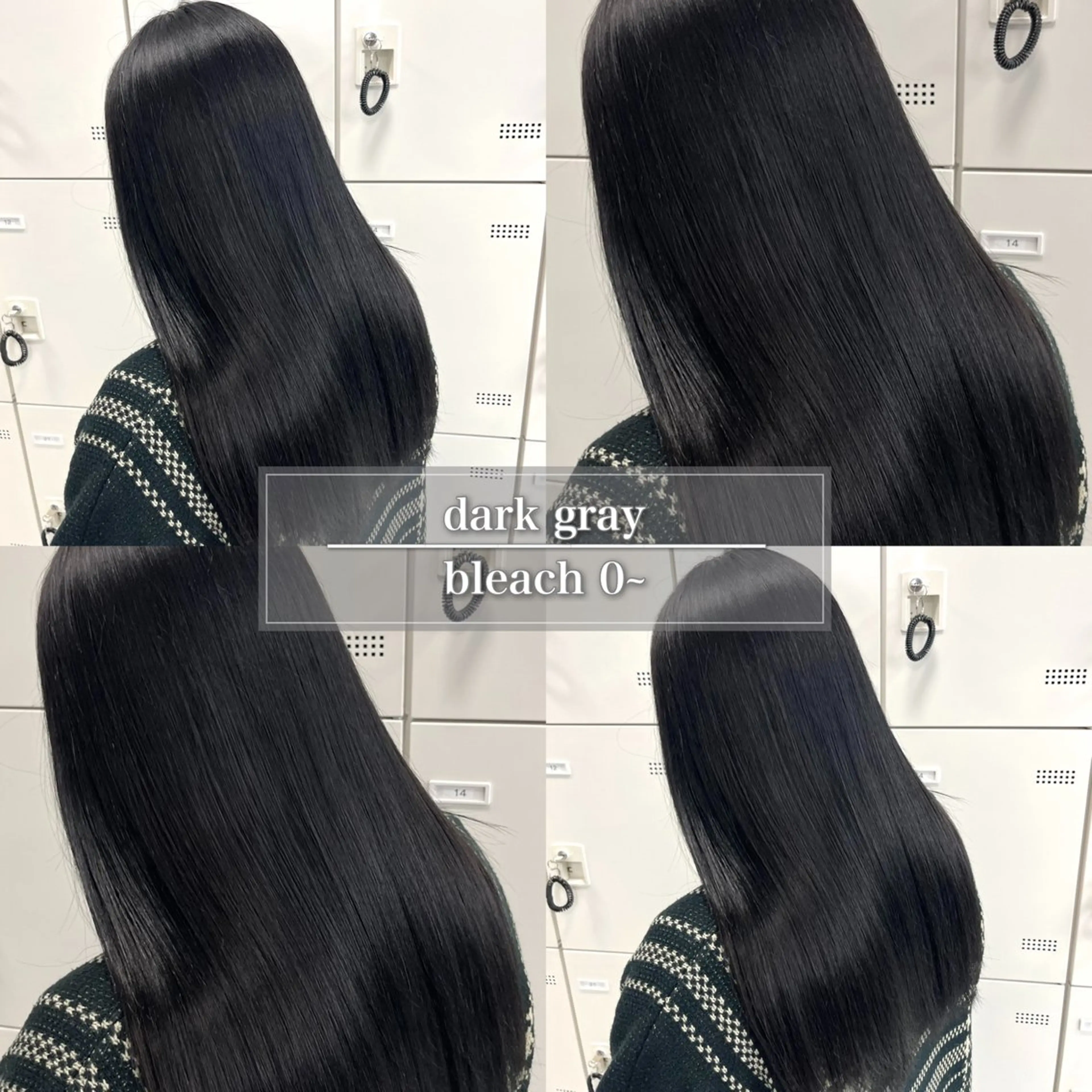 セミロング カラー 黒髪 ブリーチ ブルーカラー ブルーブラック ダークグレー ヘアカラー トリートメント ハイトーン/ 髪質改善/上質艶髪のヘアスタイル