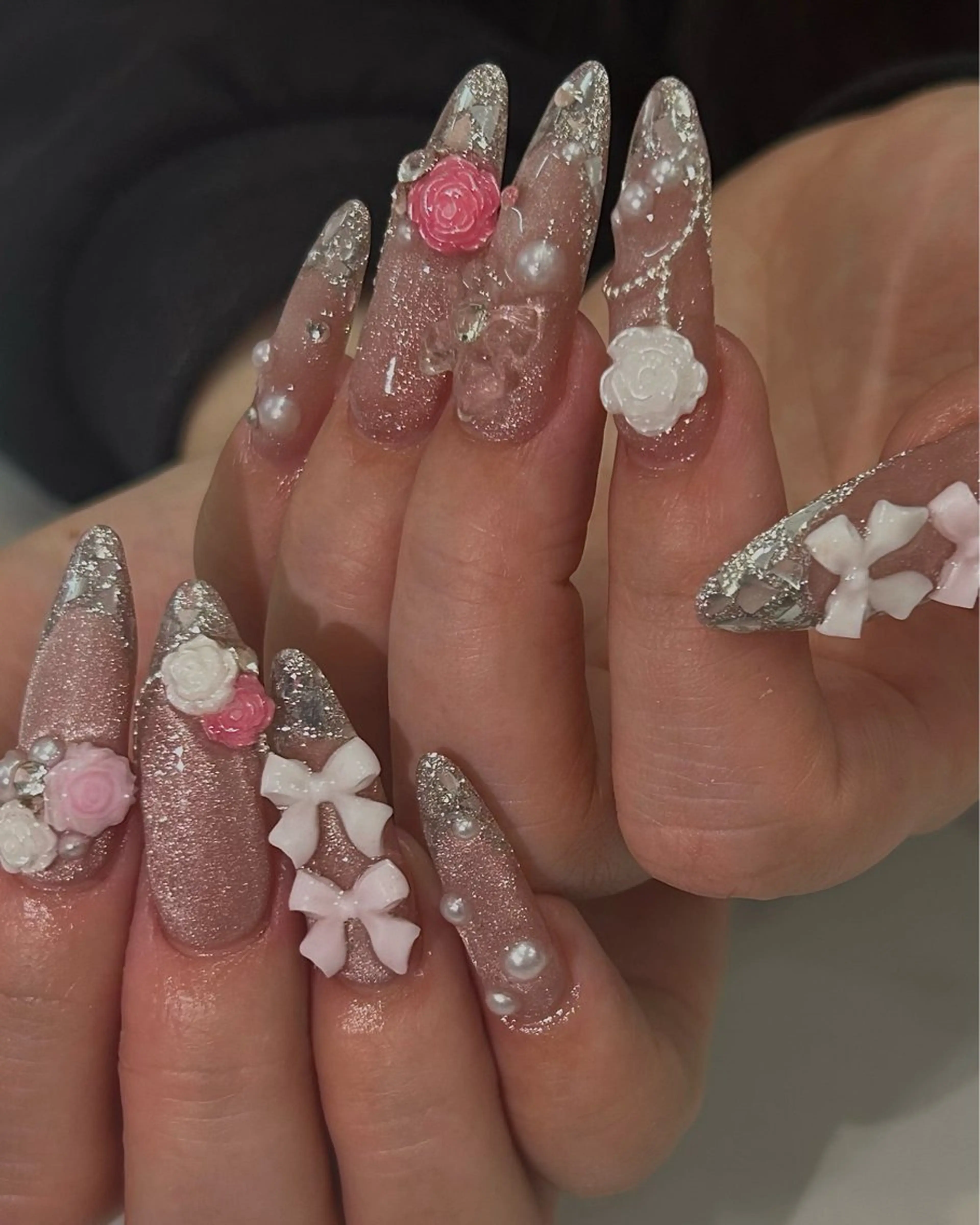 ネイル フレンチネイル ガラスフレンチ ロングネイル スカルプネイル ワンホンネイル ハンドネイル icy,nail ユリアのネイルデザイン