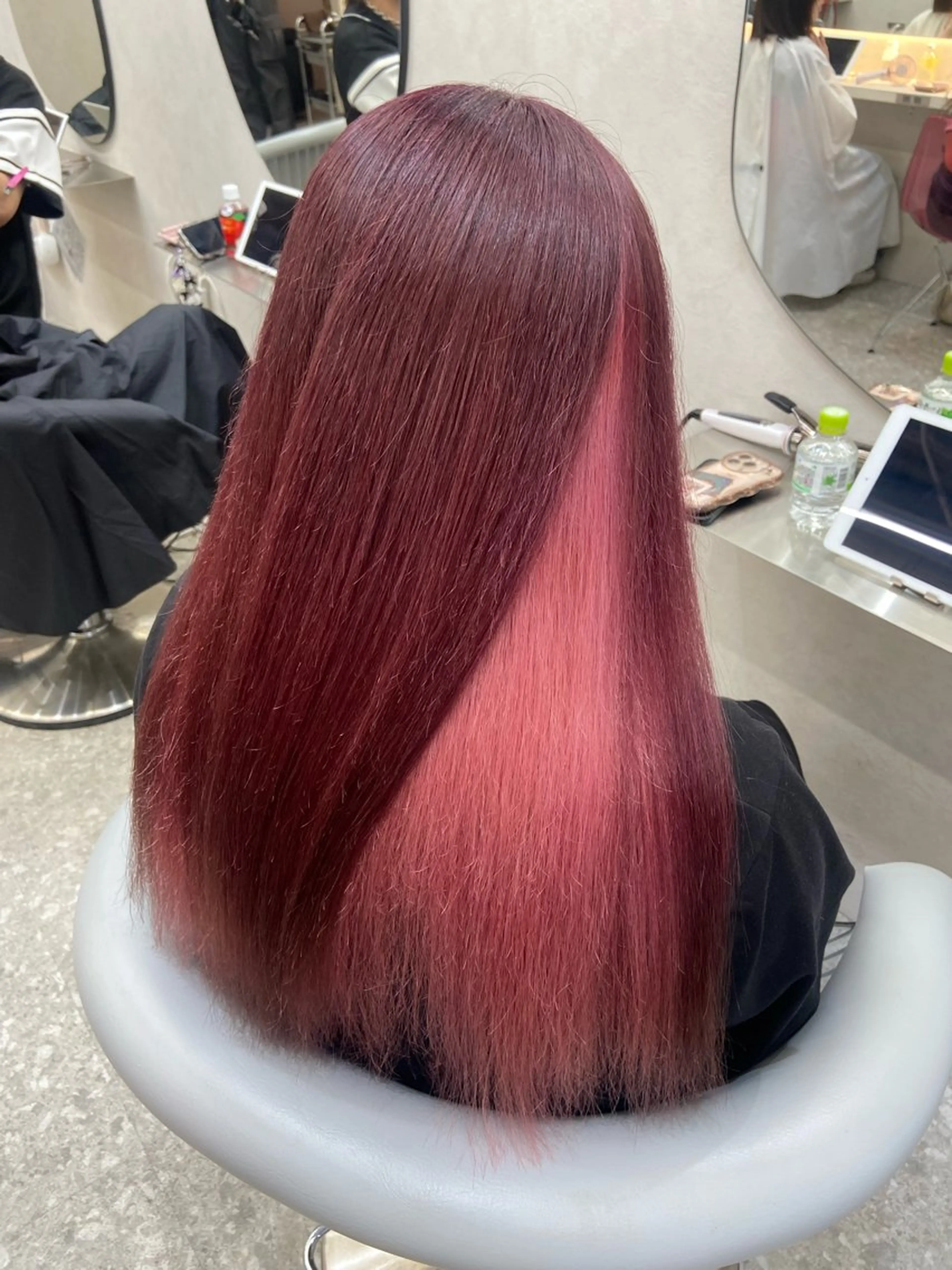 ロング カラー ブリーチ ケアブリーチ ダブルカラー インナーカラー ピンクカラー 新宿/韓国ヘア 中明度カラー/かやのヘアスタイル