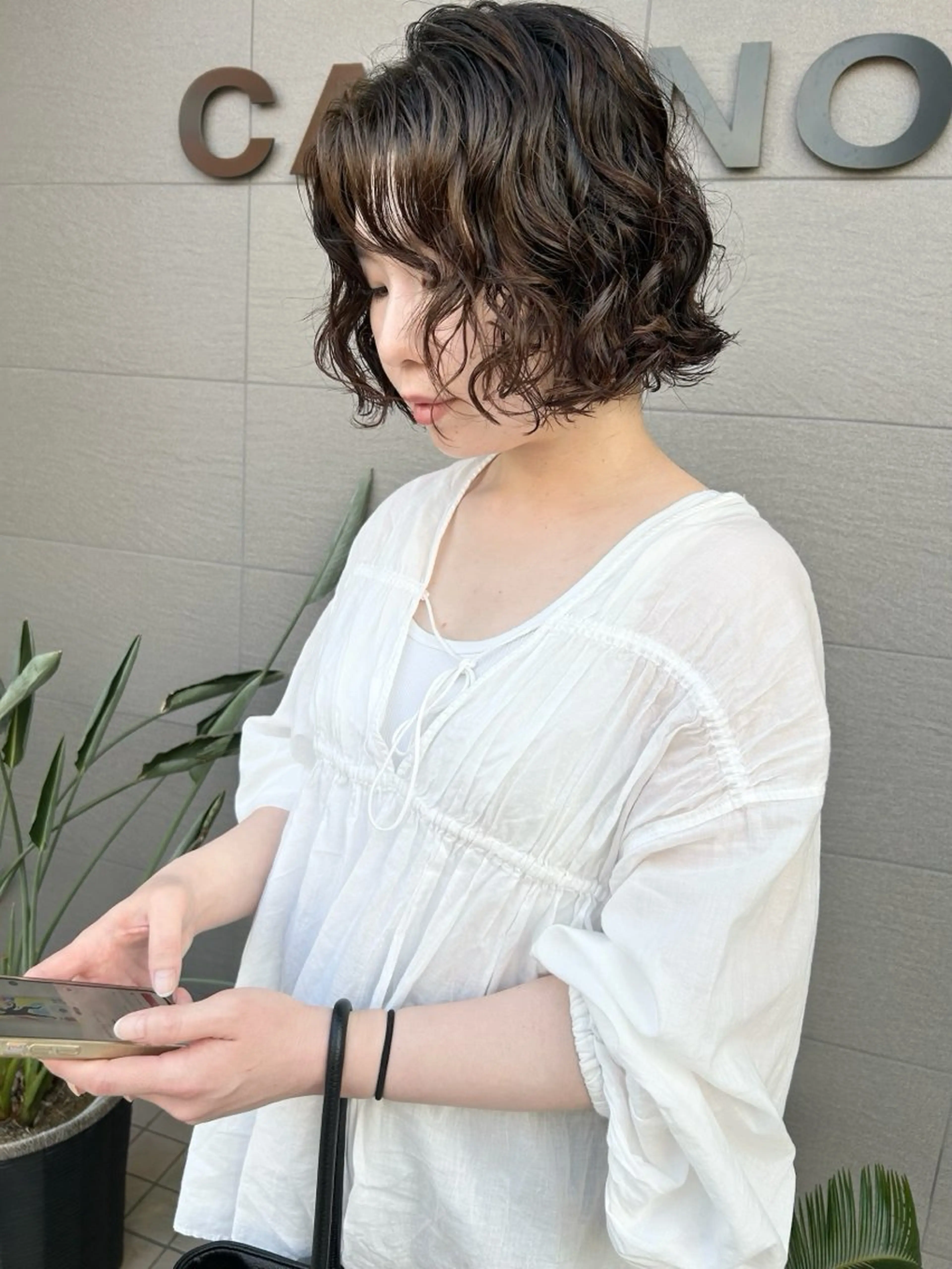 ショート パーマ ボブ カット パーマ ナカジマ ナナのヘアスタイル