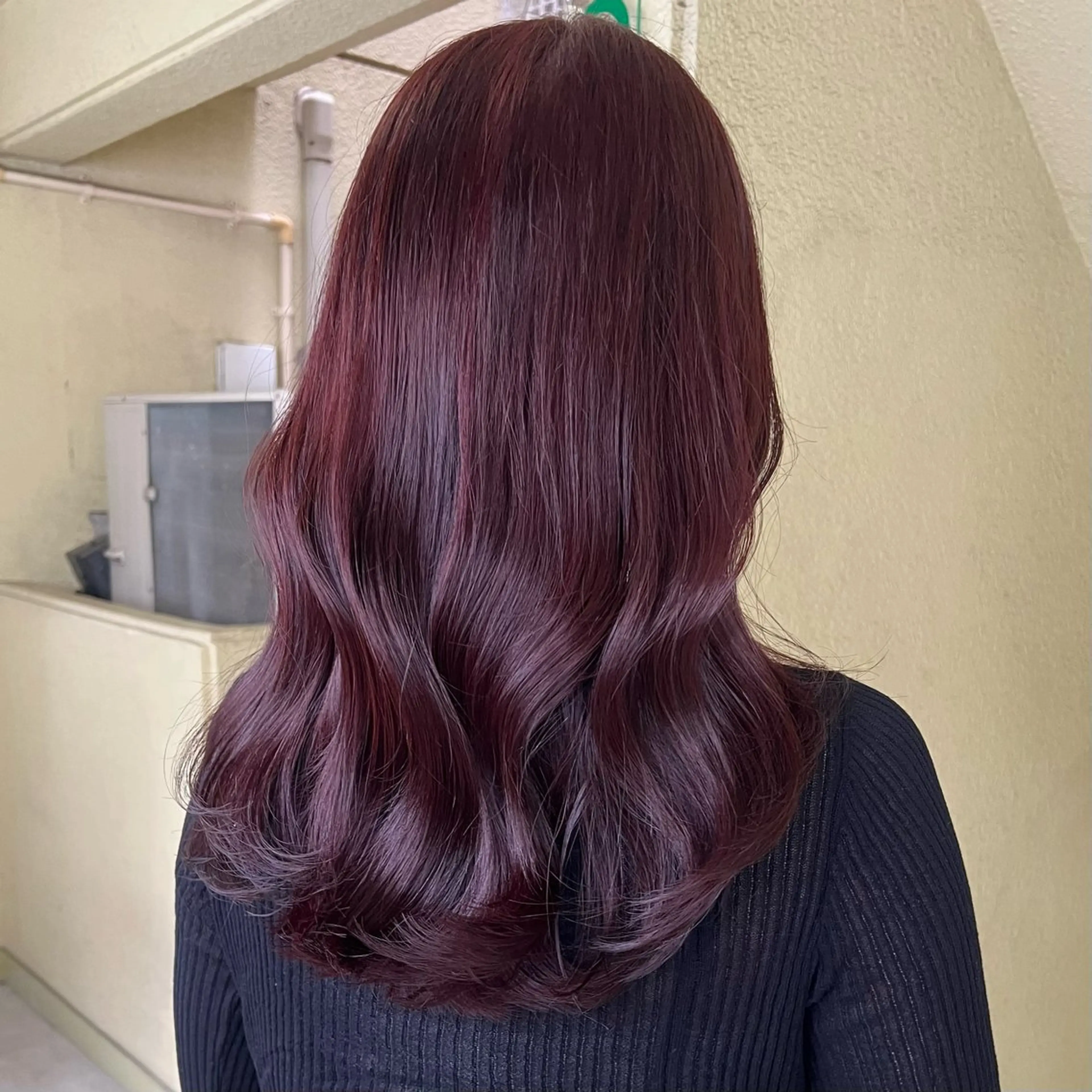 ロング カラー ブリーチ ボルドーカラー 透明感カラー ブリーチなしカラー カット ヘアカラー トリートメント レイヤーカット/暖色 カラー/mao🎀のヘアスタイル