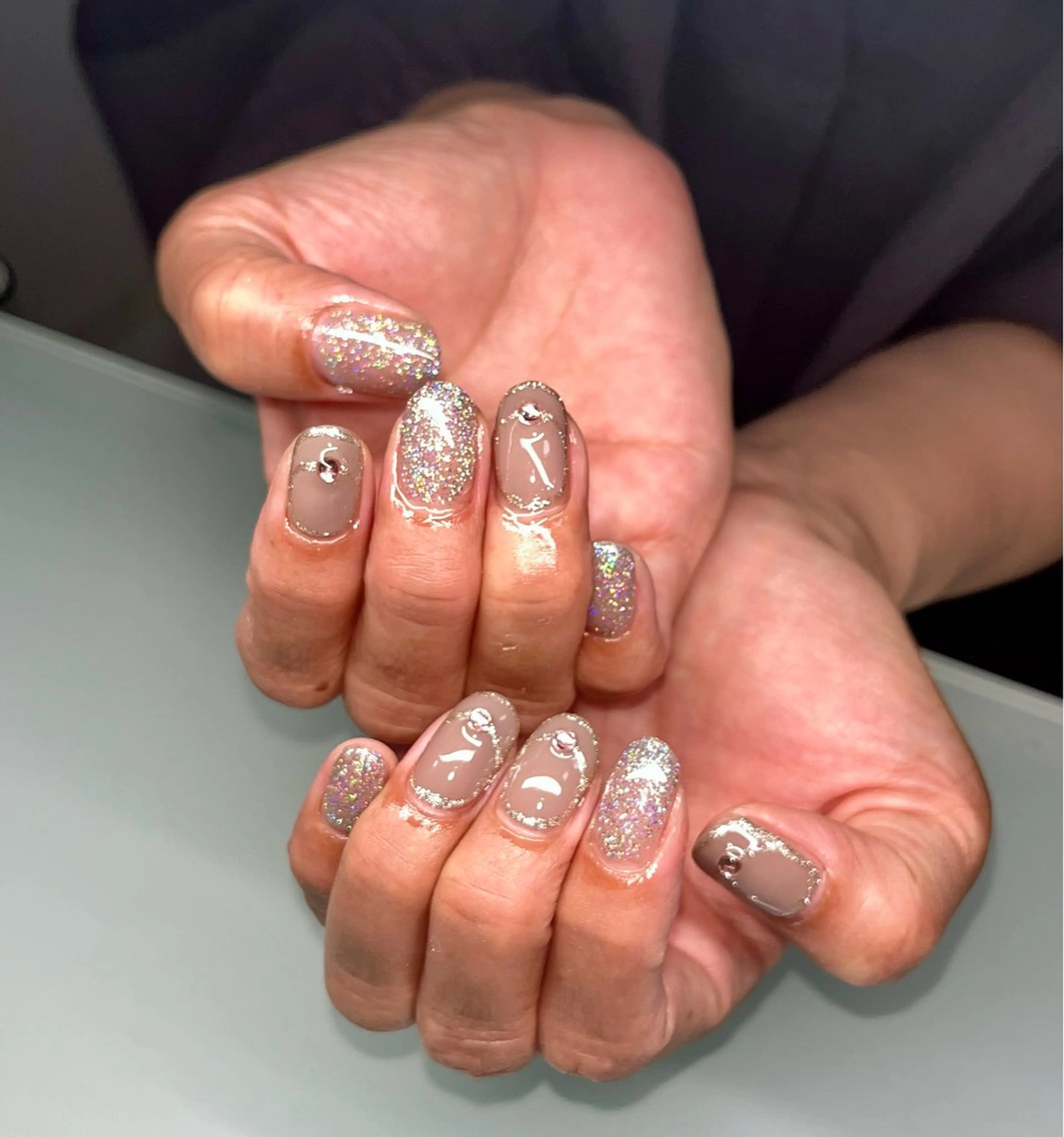 ネイル アートネイル ストーンネイル NailByua 武蔵新城徒歩4分のネイルデザイン