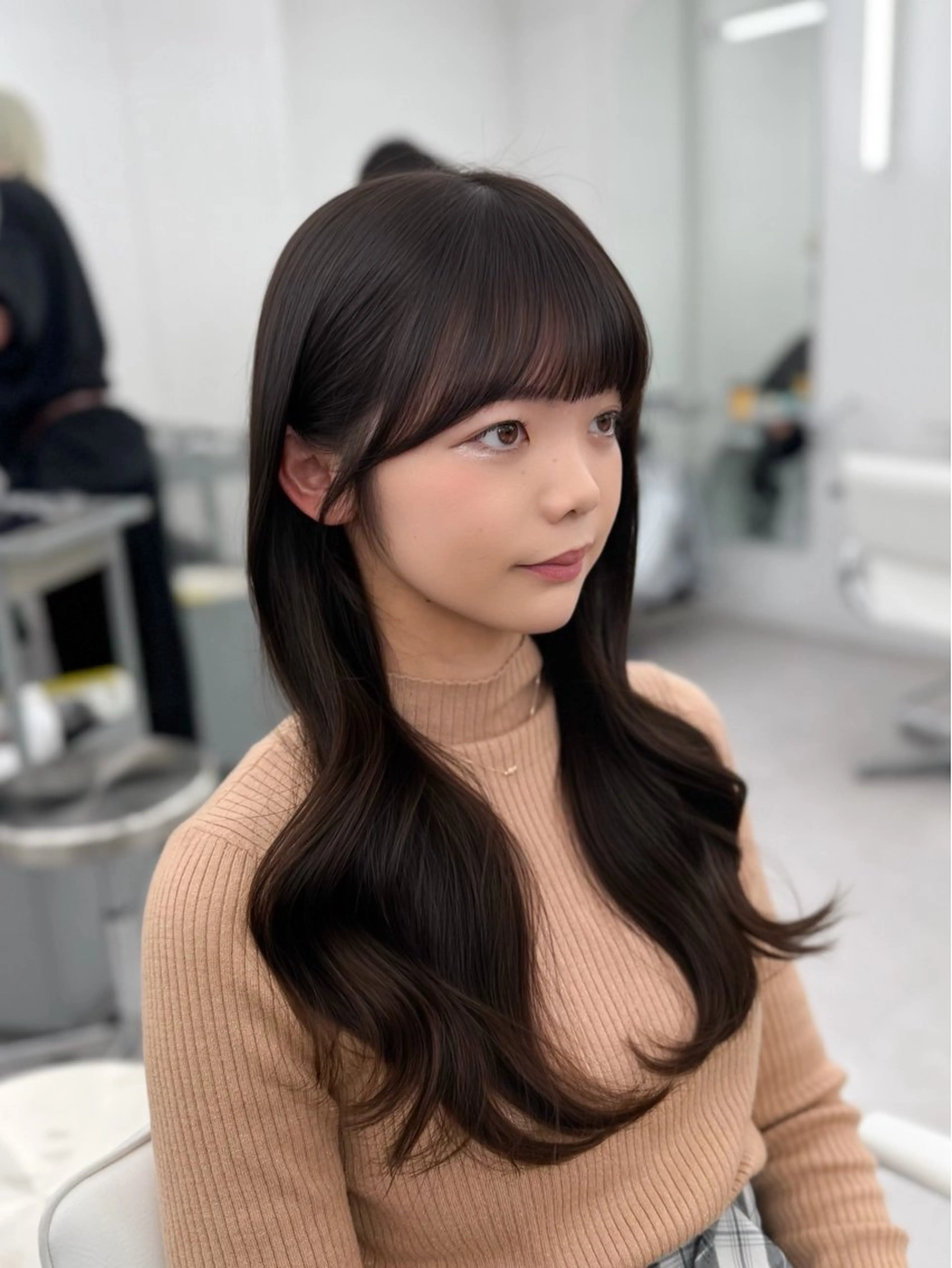 セミロング カラー レイヤーカット 小顔カット カット 韓国ヘア/顔周り ヘアセット/加藤優里のヘアスタイル