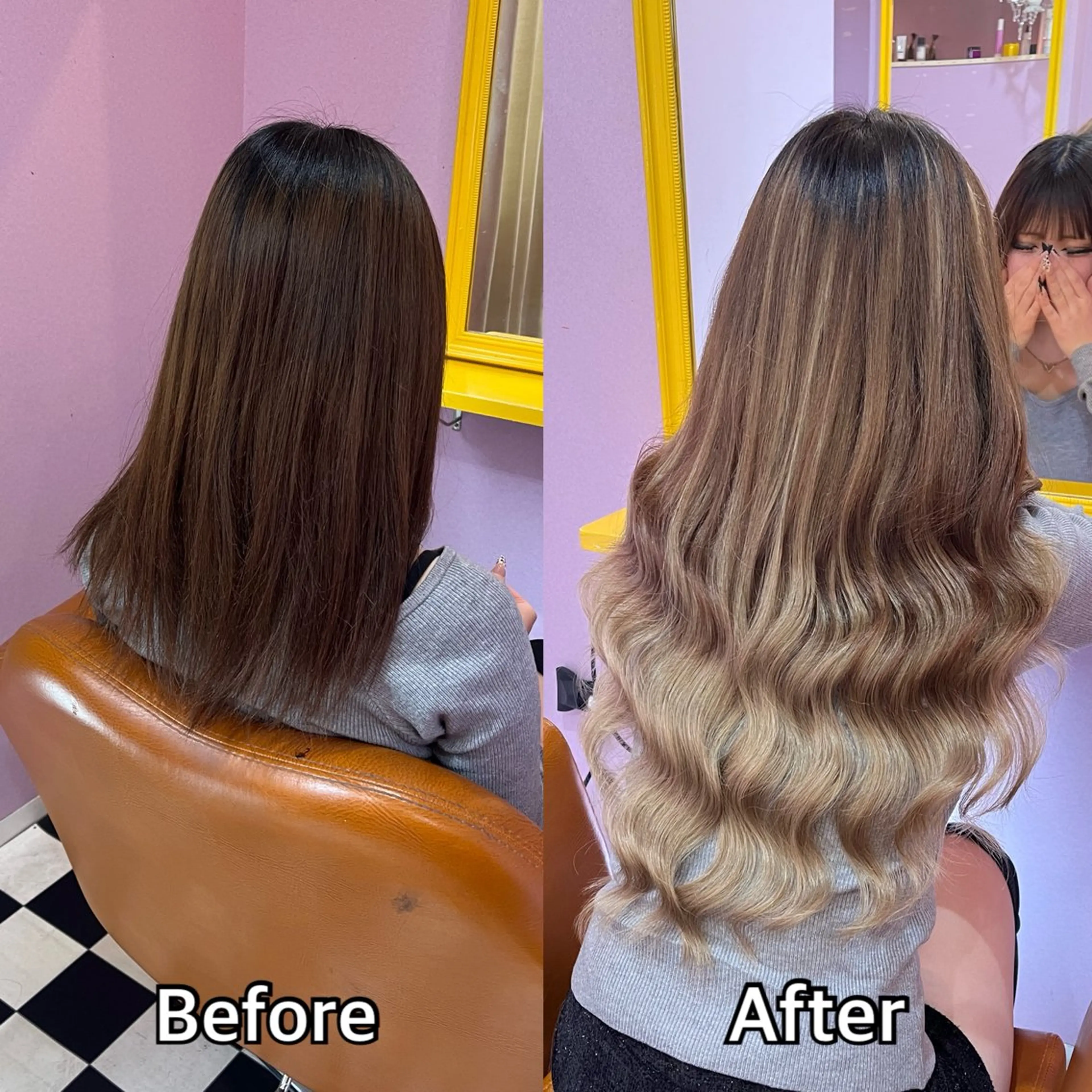 ロング エクステ シール＋ちび編み込み エクステ梅田🐨のヘアスタイル