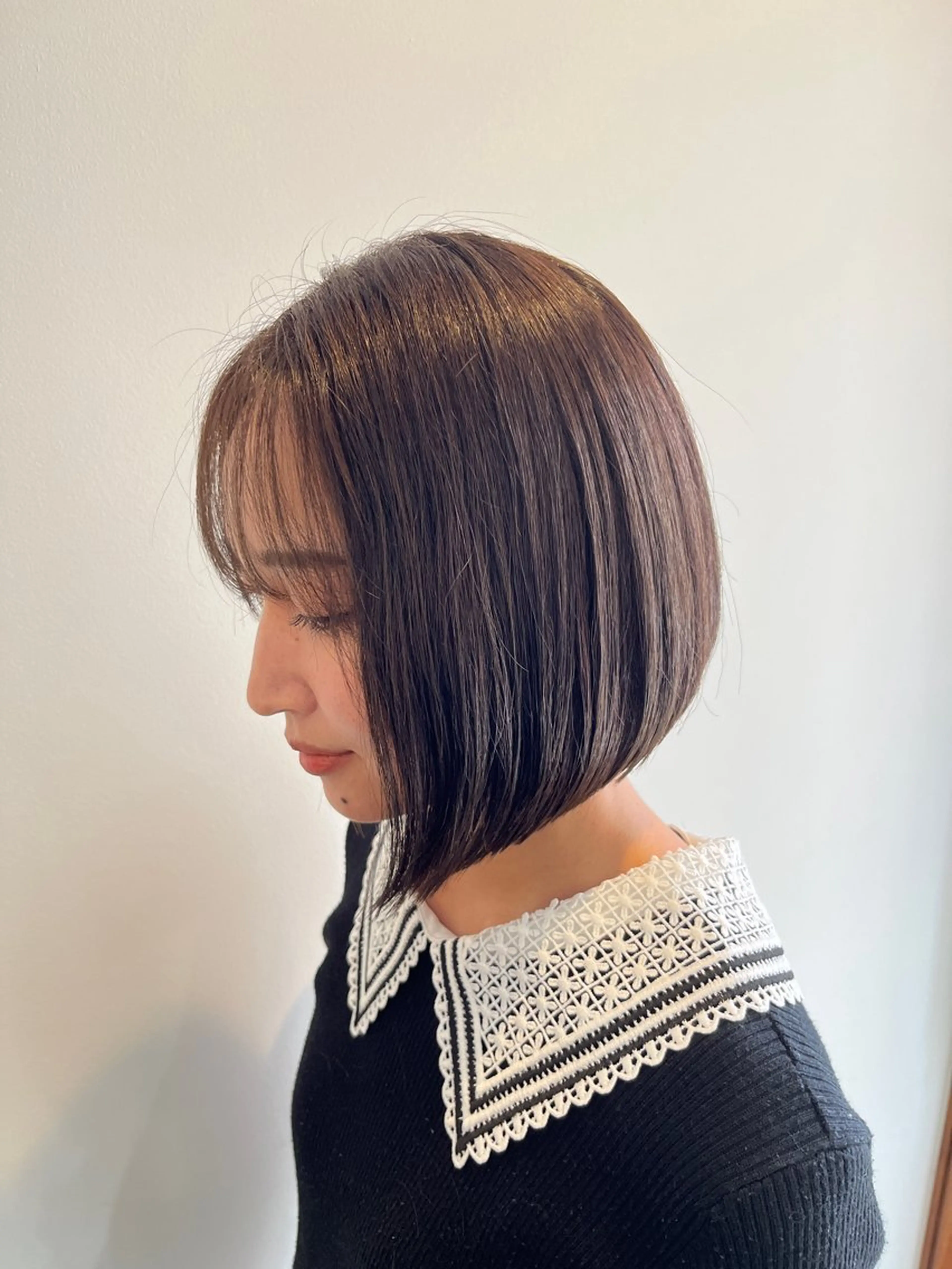 ショート カラー 切りっぱなしボブ ボブ カット ヘアカラー トリートメント オートクチュールランコントレ西京極店所属・今在家 玲【艶髪スト レート/メンズ特化】のヘアスタイル