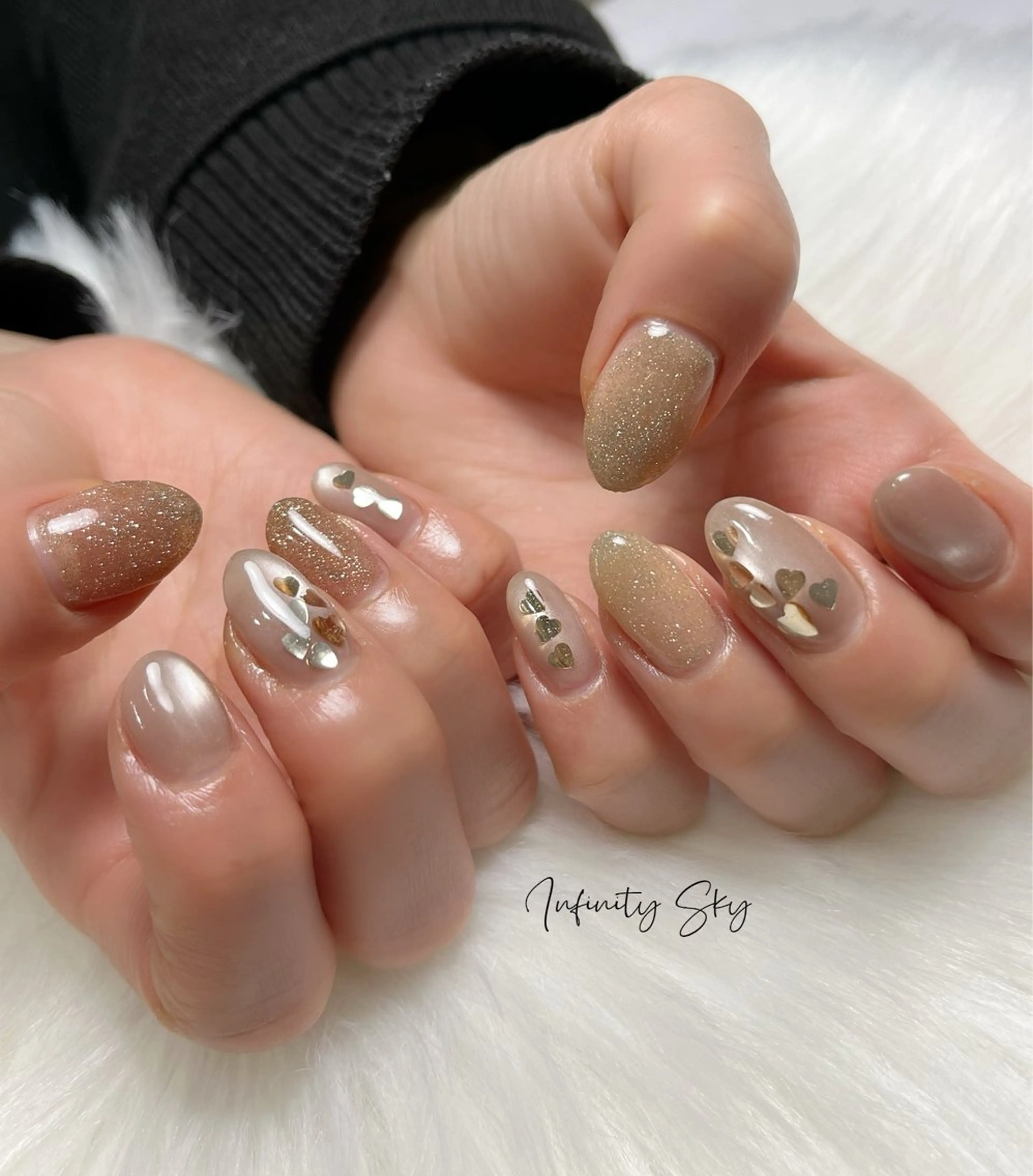 ネイル ハート マグネットネイル シンプルネイル infinity skyのネイルデザイン