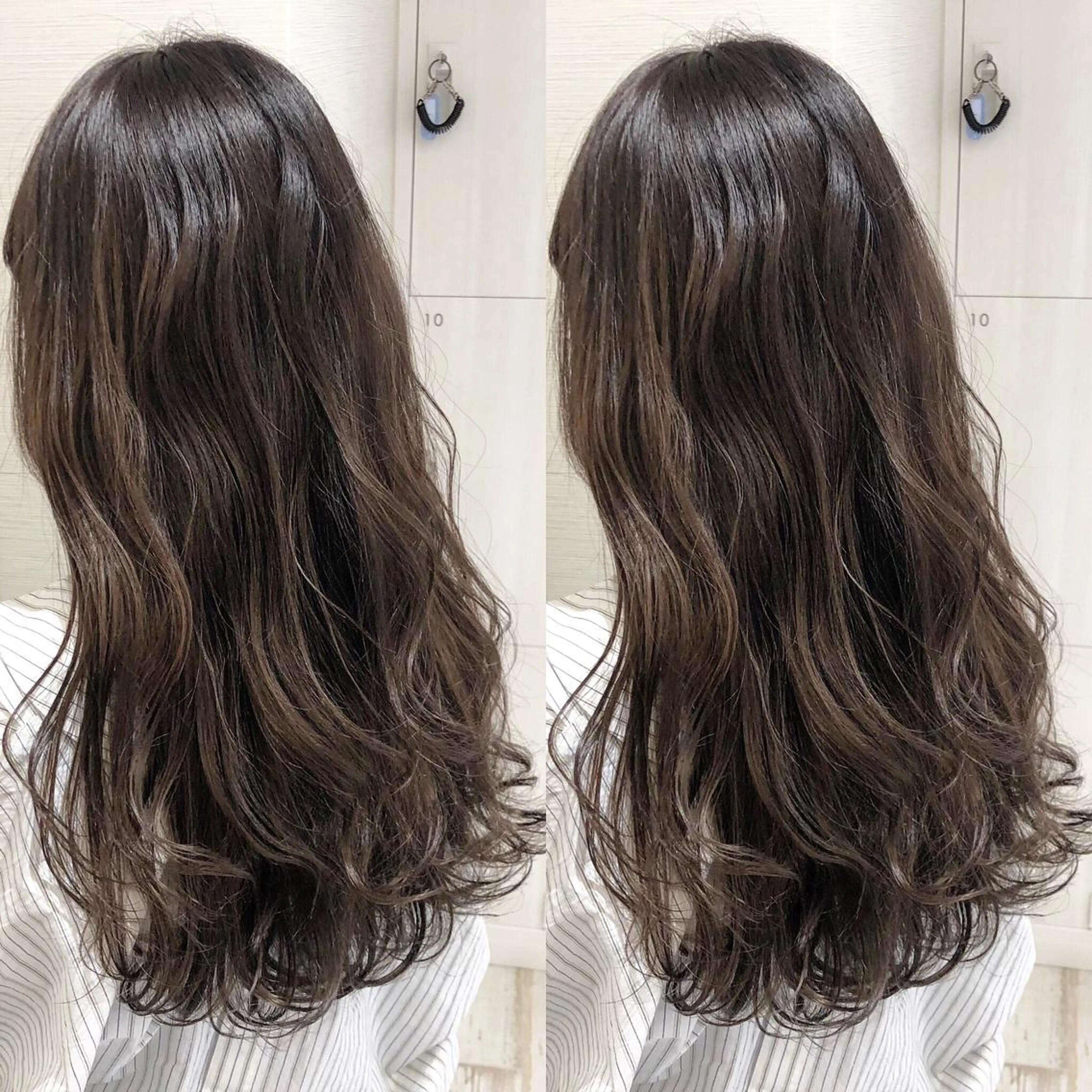 ロング カラー アディクシーカラー アッシュ バレイヤージュ 透明感カラー グラデーションカラー レイヤー/韓国/ 顔周り/しんやのヘアスタイル