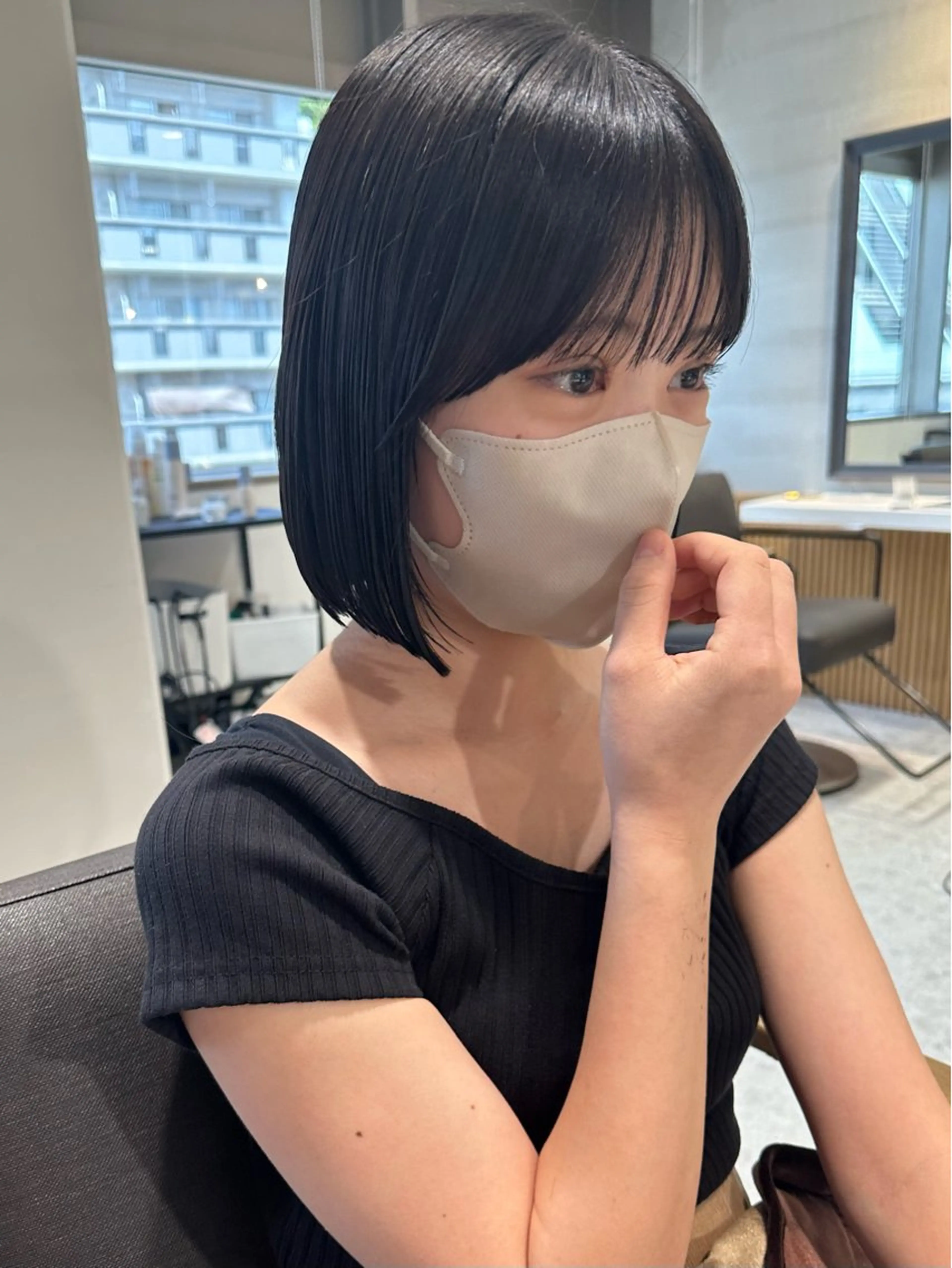 ミディアム カット トリートメント かえ🩶韓国ボブ🎀 透明感カラー🥣のヘアスタイル