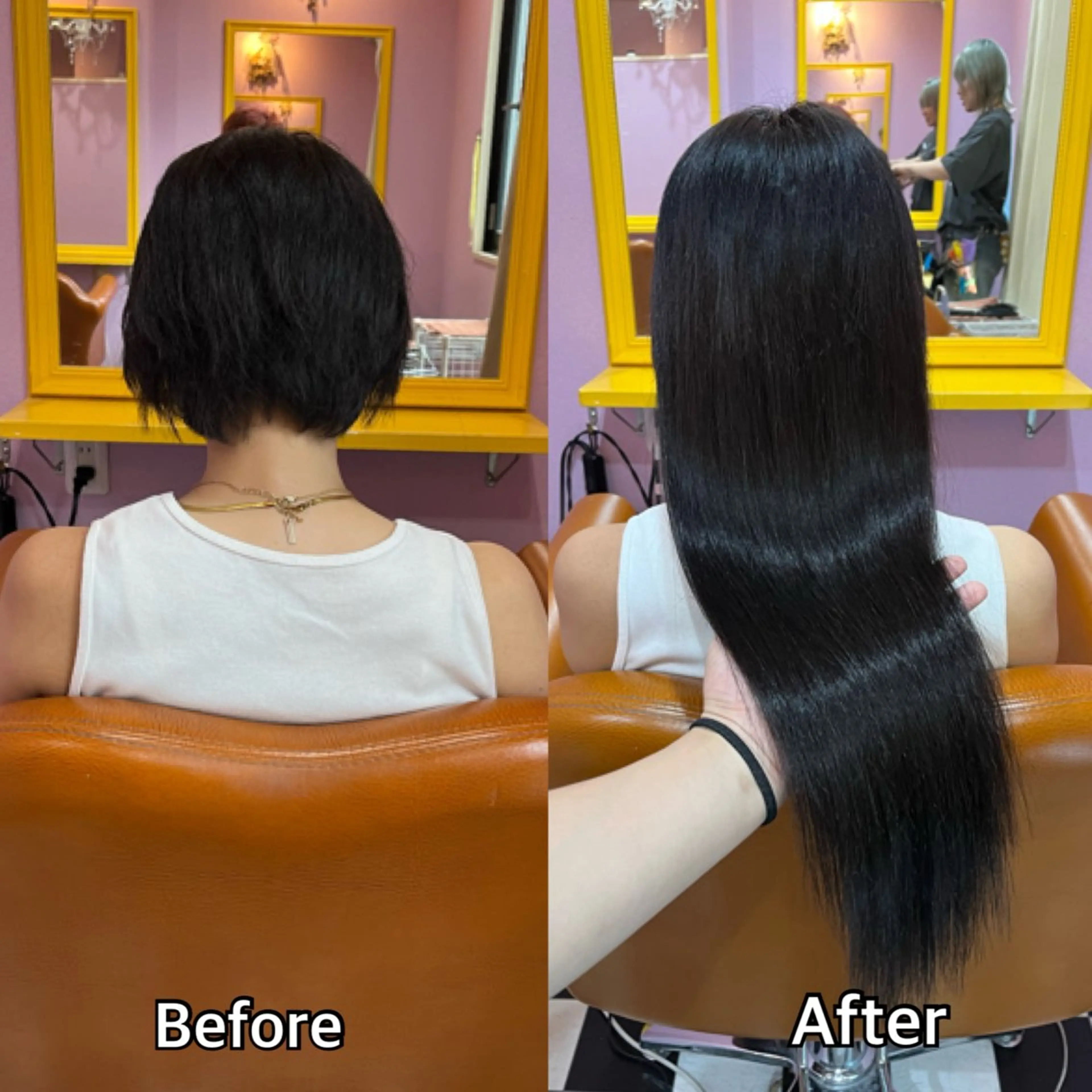 ロング シール＋ちび編み込み エクステ梅田🐨のヘアスタイル