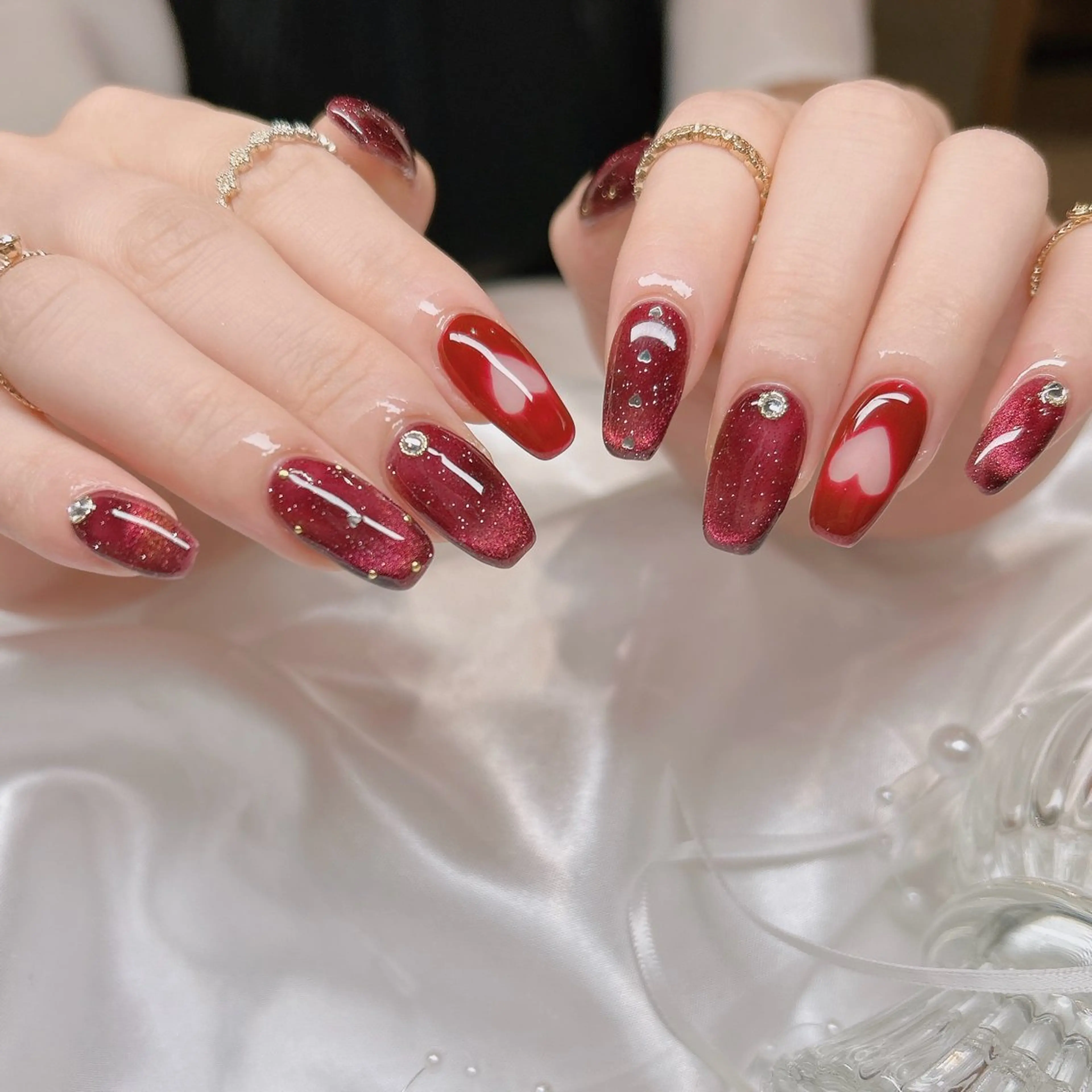 ネイル ハート ハンドネイル junna のぞいてねのネイルデザイン