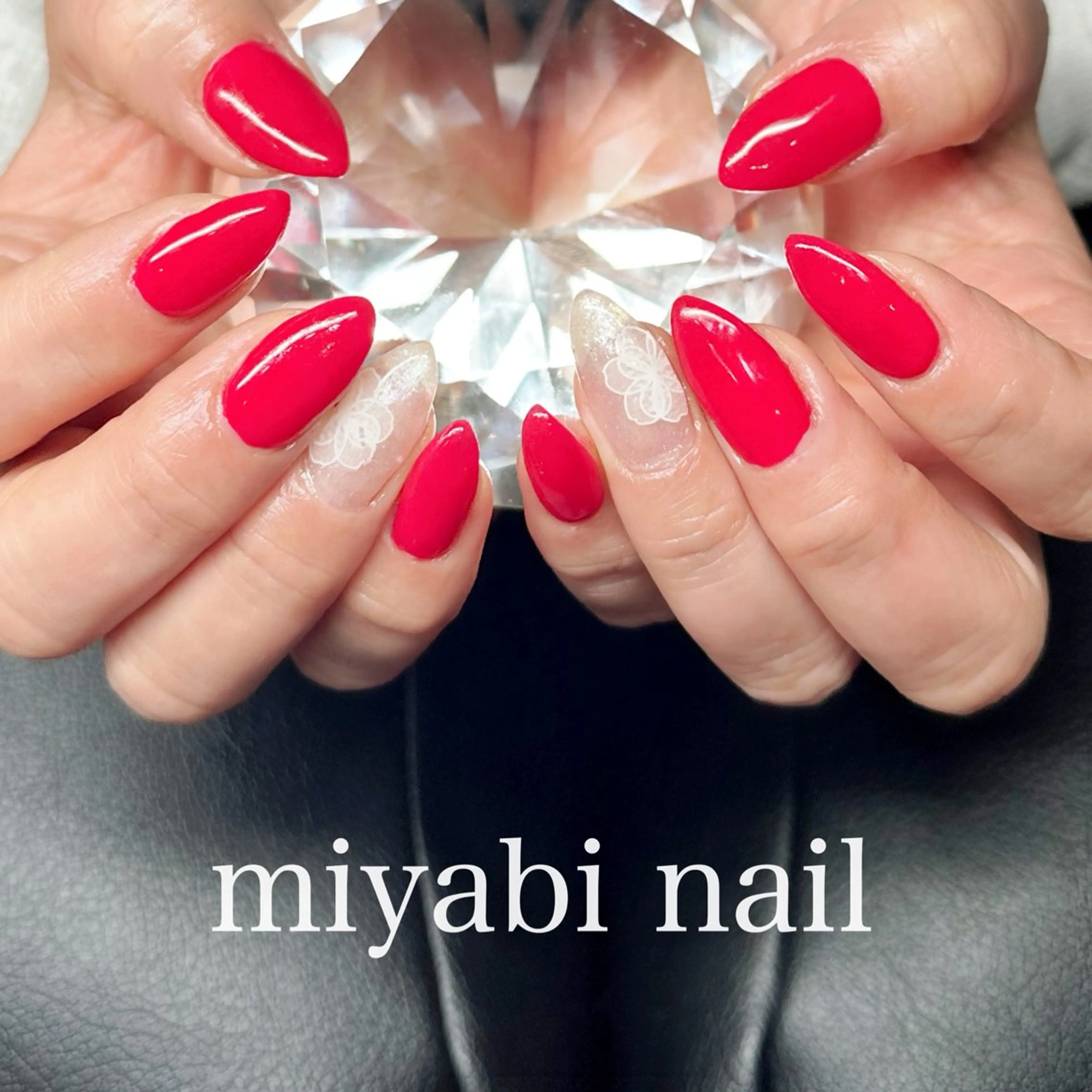 ネイル フラワーネイル ジェルネイル レース ラメ(グリッター) 持ち込み ハンドネイル miyabi nail 桂川駅近くのネイルデザイン