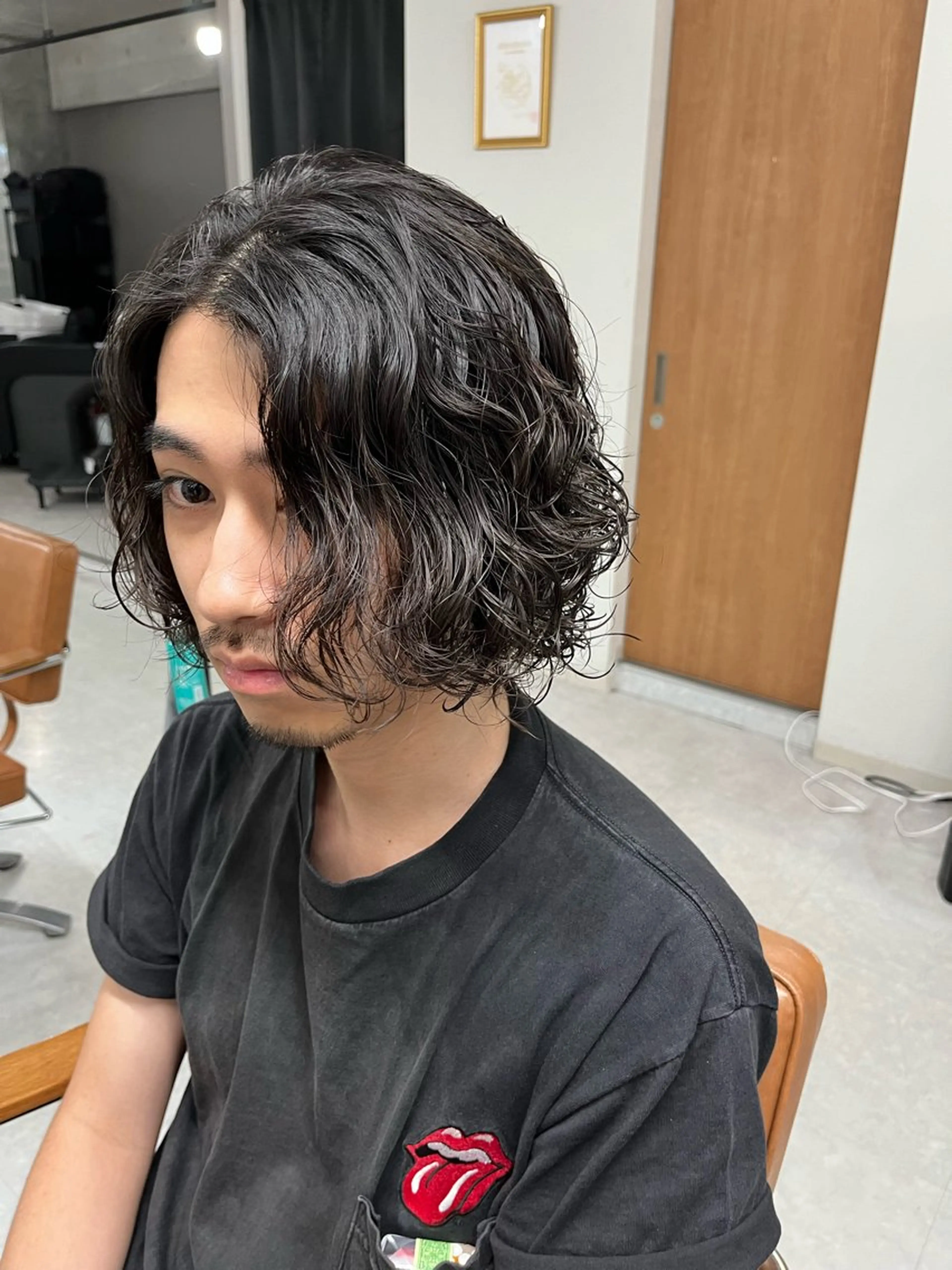 ミディアム パーマ メンズ ミディアムパーマ メンズパーマ ボブ メンズ特化/パーマ /フェード/洋輔のヘアスタイル