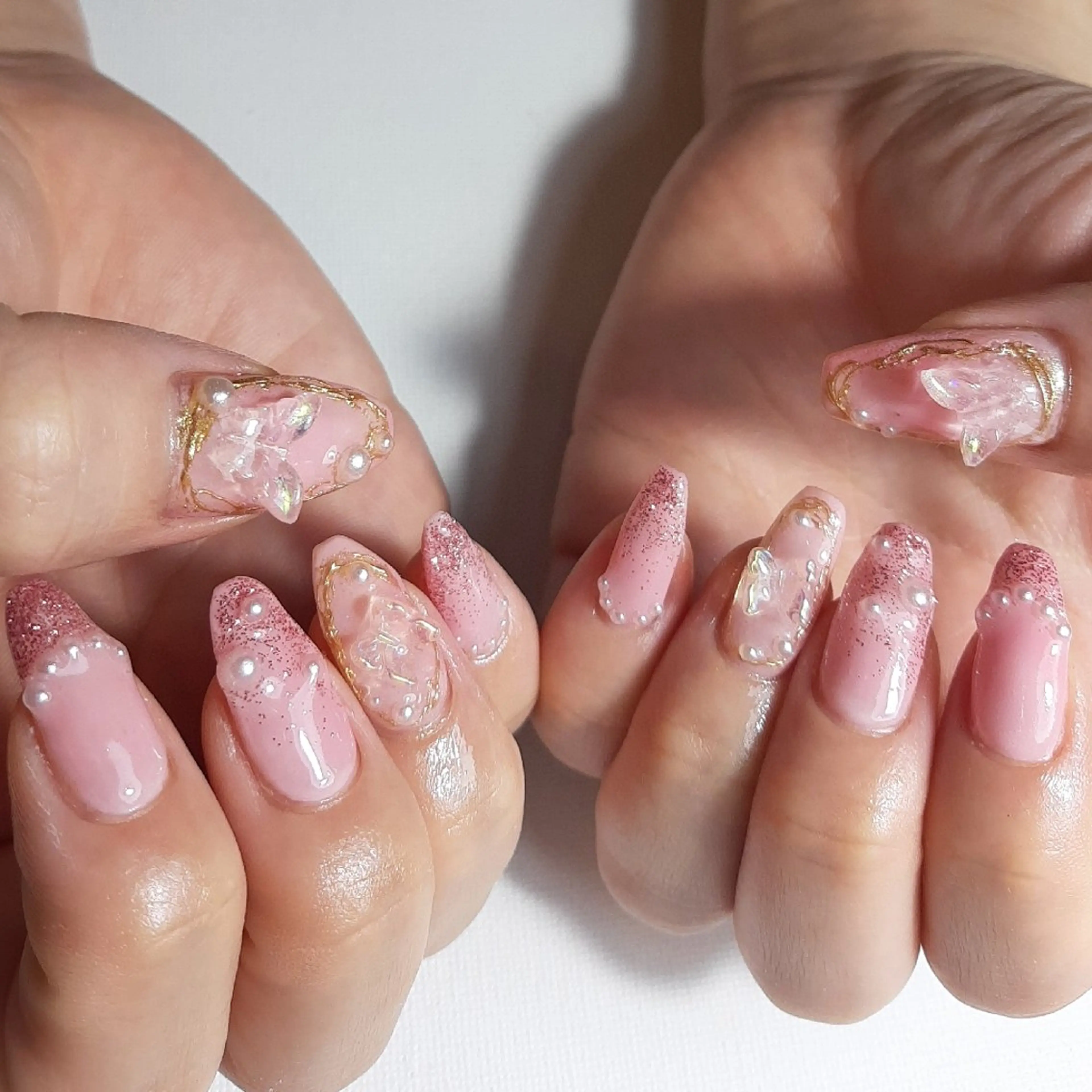 ネイル ジェルネイル 持ち込み ピンク ショートネイル owlnail /持込みデザイン専門のネイルデザイン