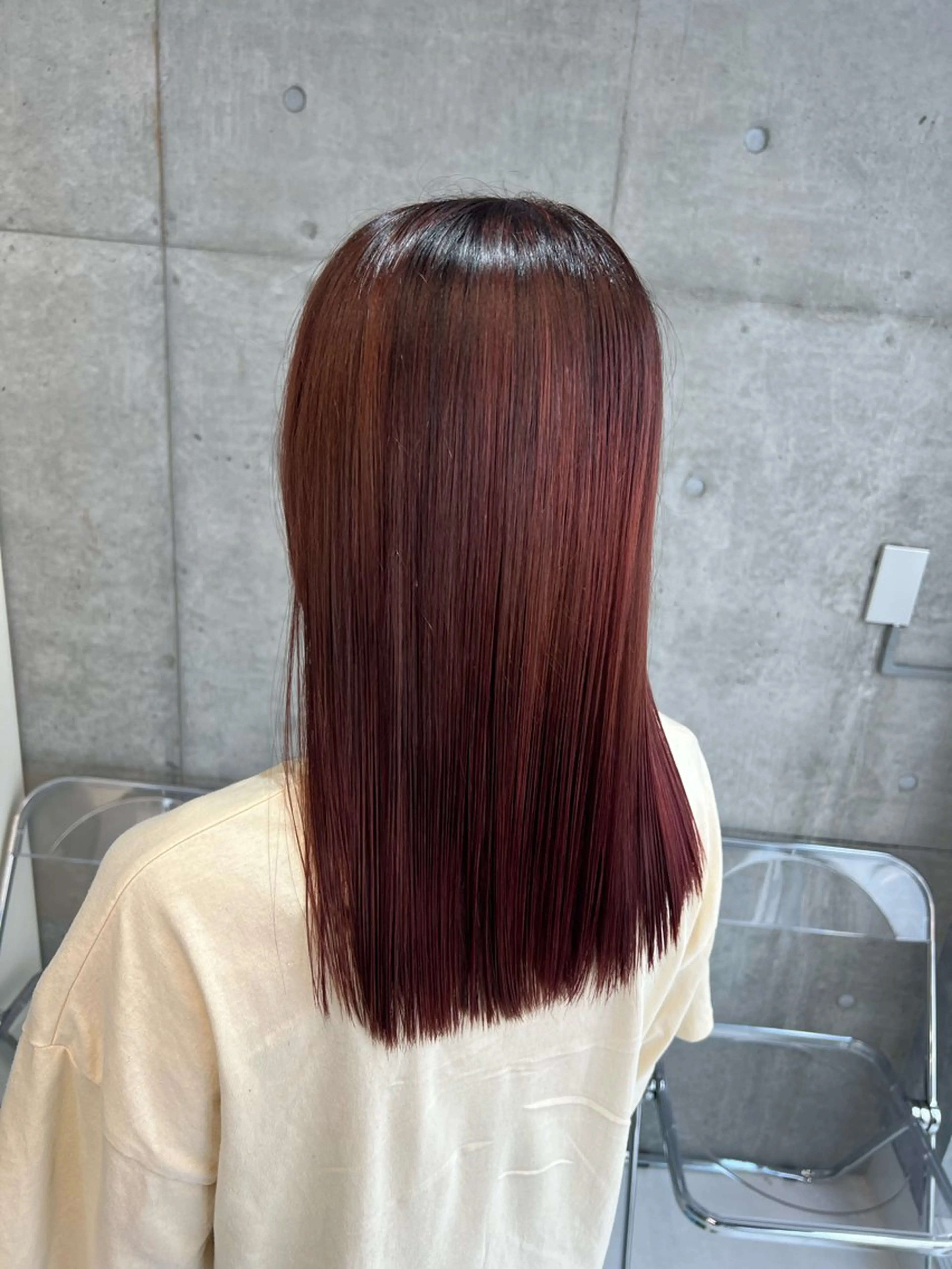 セミロング カラー ヘアカラー トリートメント ヘアセット 👑垢抜け韓国ヘア ハッシュカット唯澄のヘアスタイル