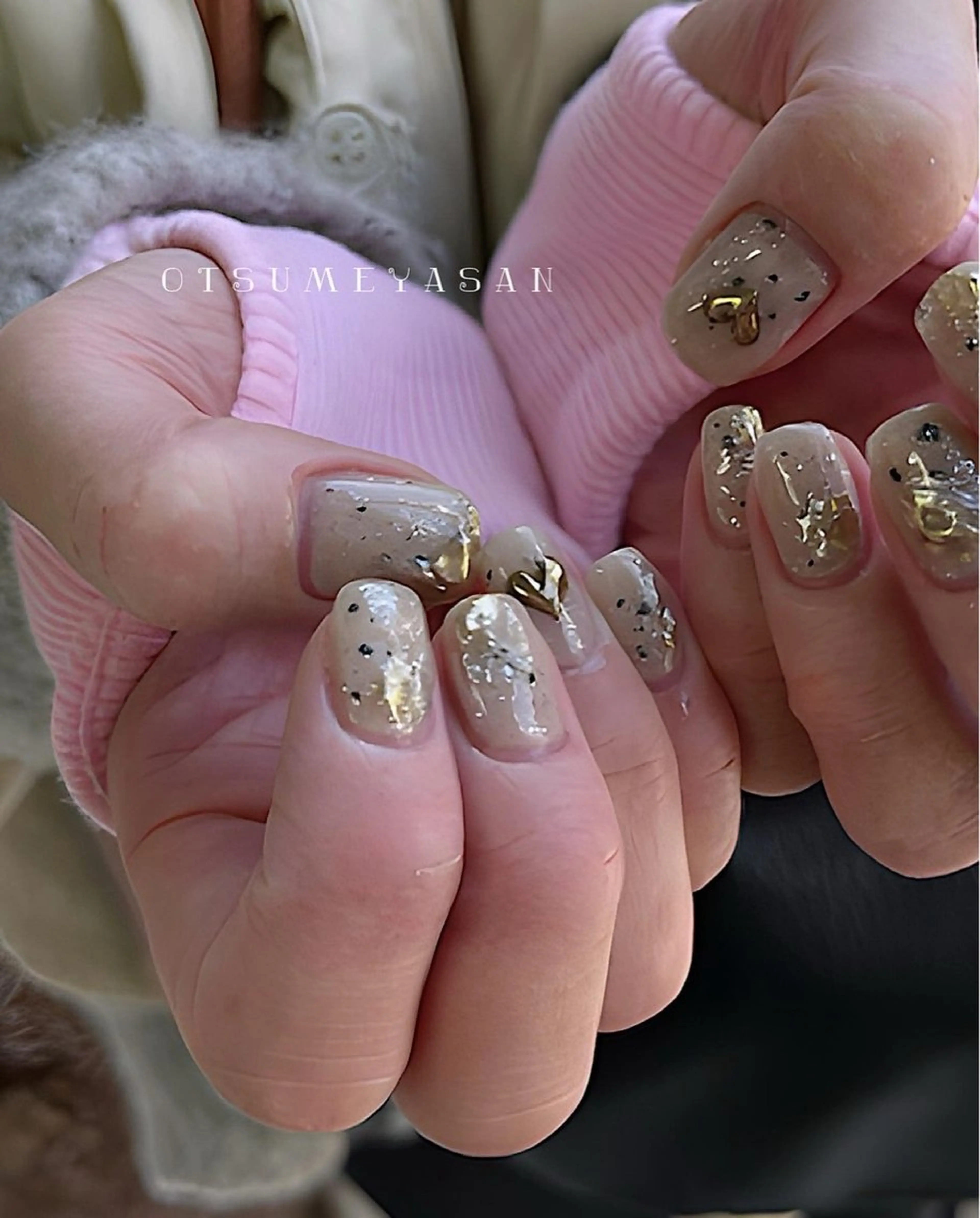 ネイル ジェルネイル ハート 韓国ネイル ミラーネイル ニュアンスネイル otsumeyasan所属・わたなべ ちかのネイルデザイン