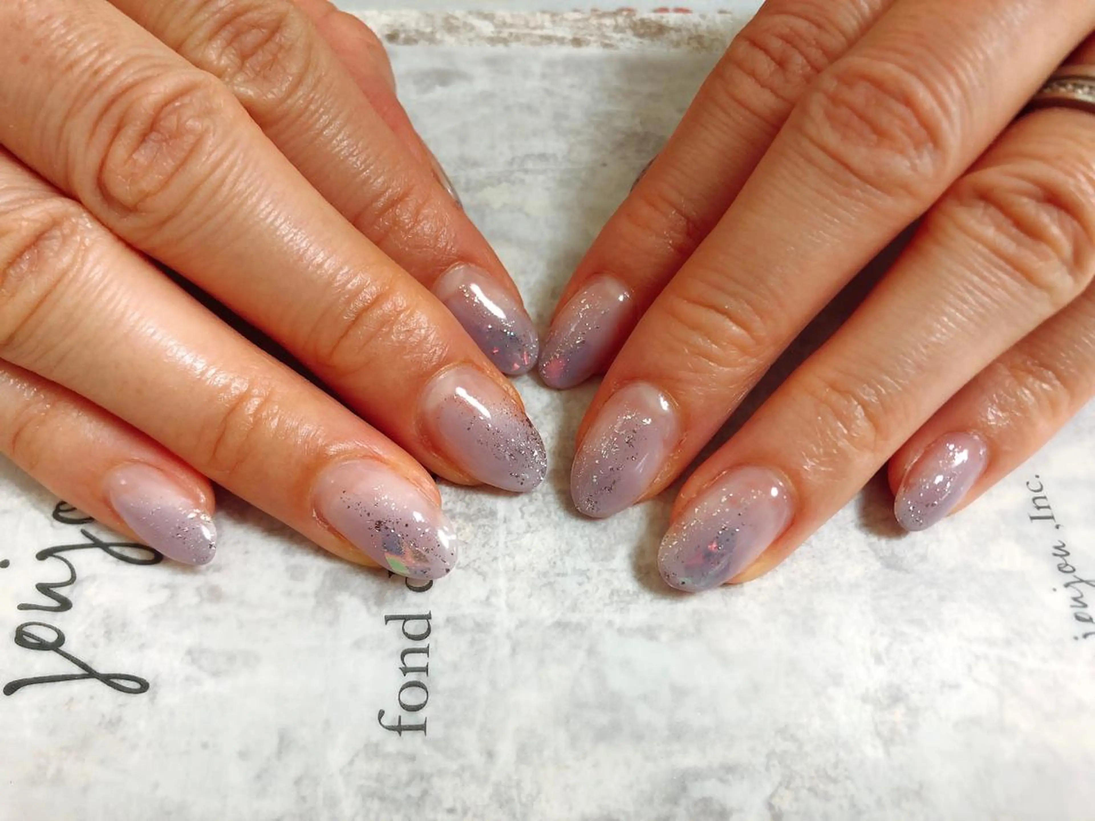 ネイル オーロラネイル キラキラネイル 春ネイル ハンドネイル Mogu nail 二子玉川のネイルデザイン