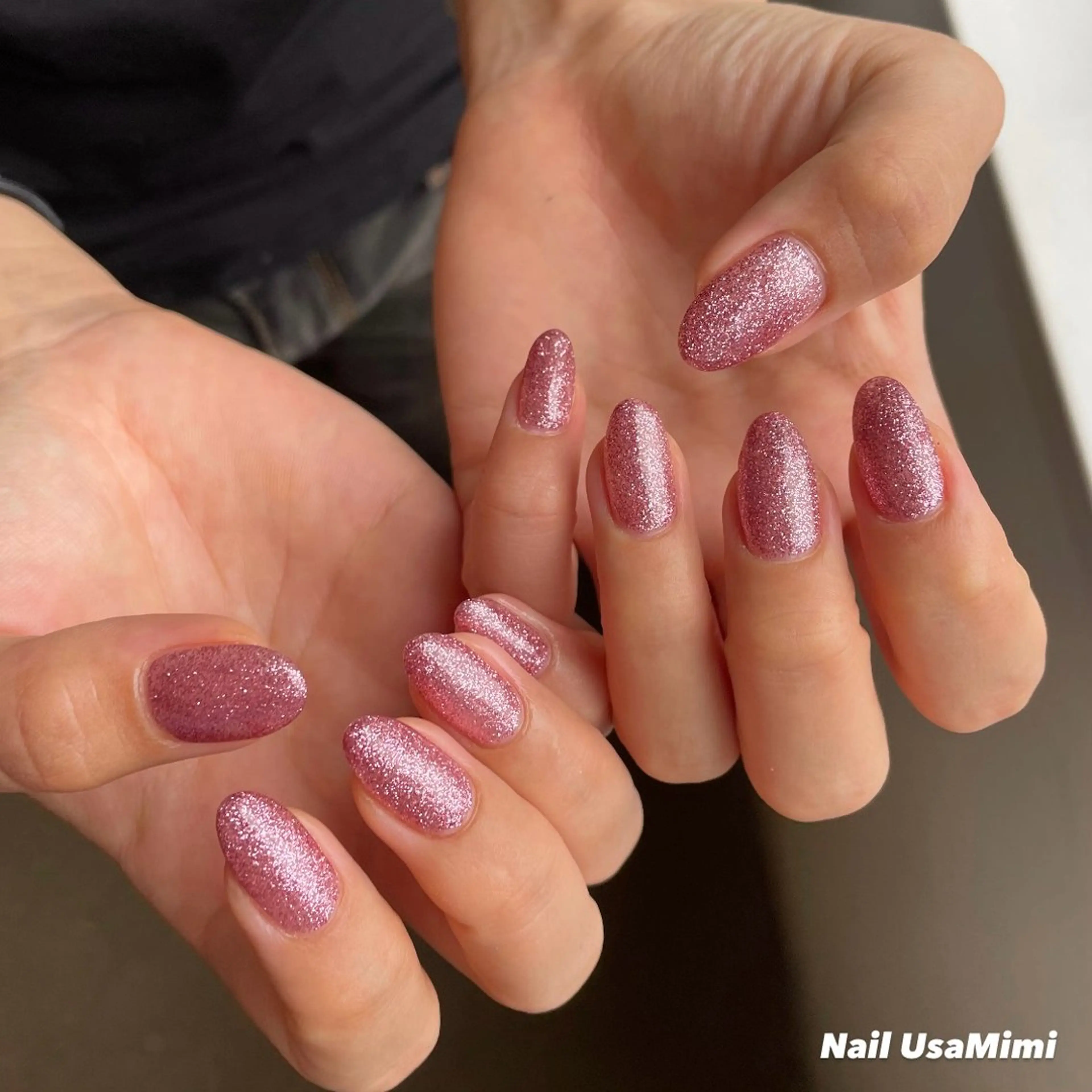 ネイル ラメ(グリッター) ピンク ハンドネイル NAIL DOT STUDIO堺筋本町のネイルデザイン
