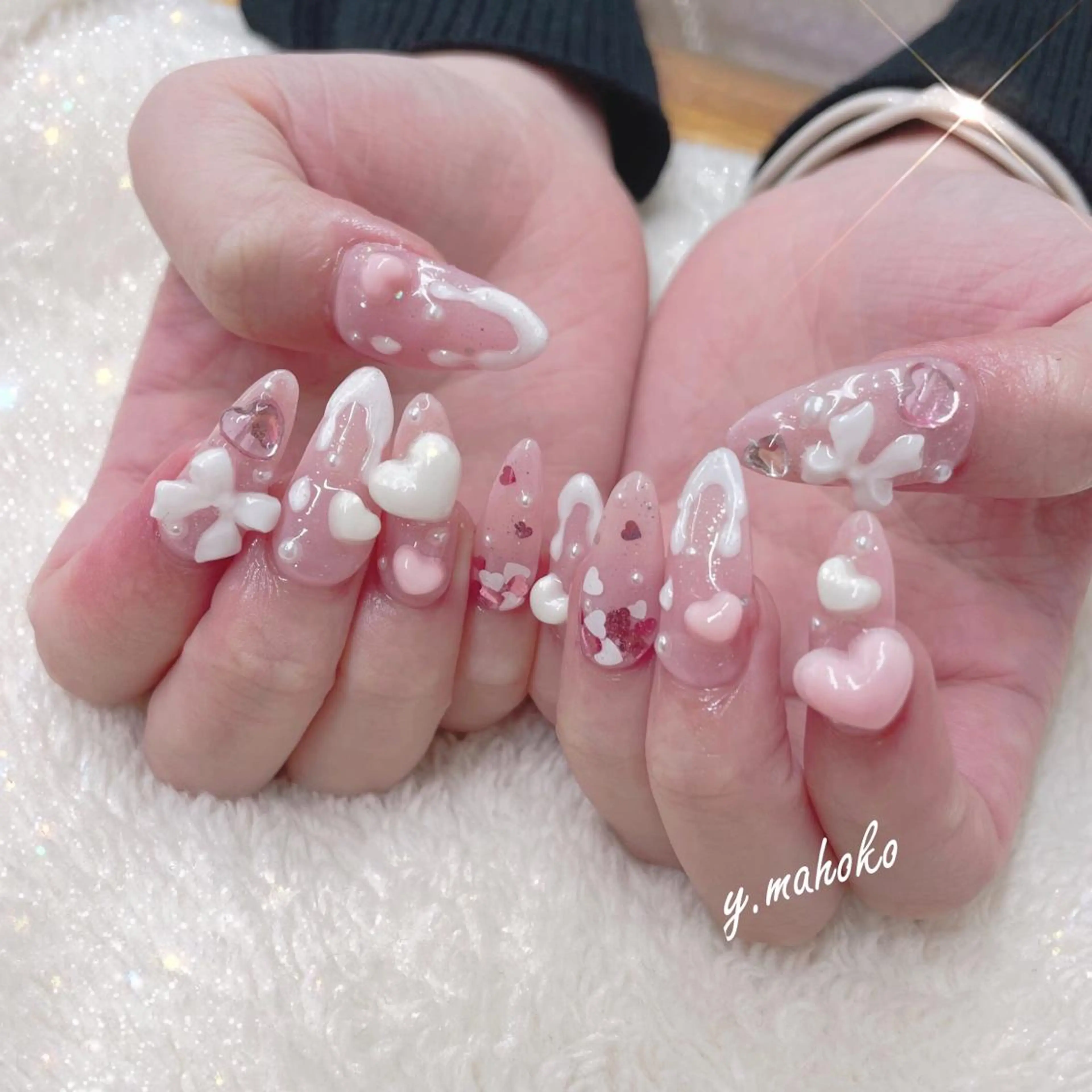 ネイル バレンタイン ハンドネイル She nail studio 原宿所属・パラジェル有/ スカルプ/mahoのネイルデザイン