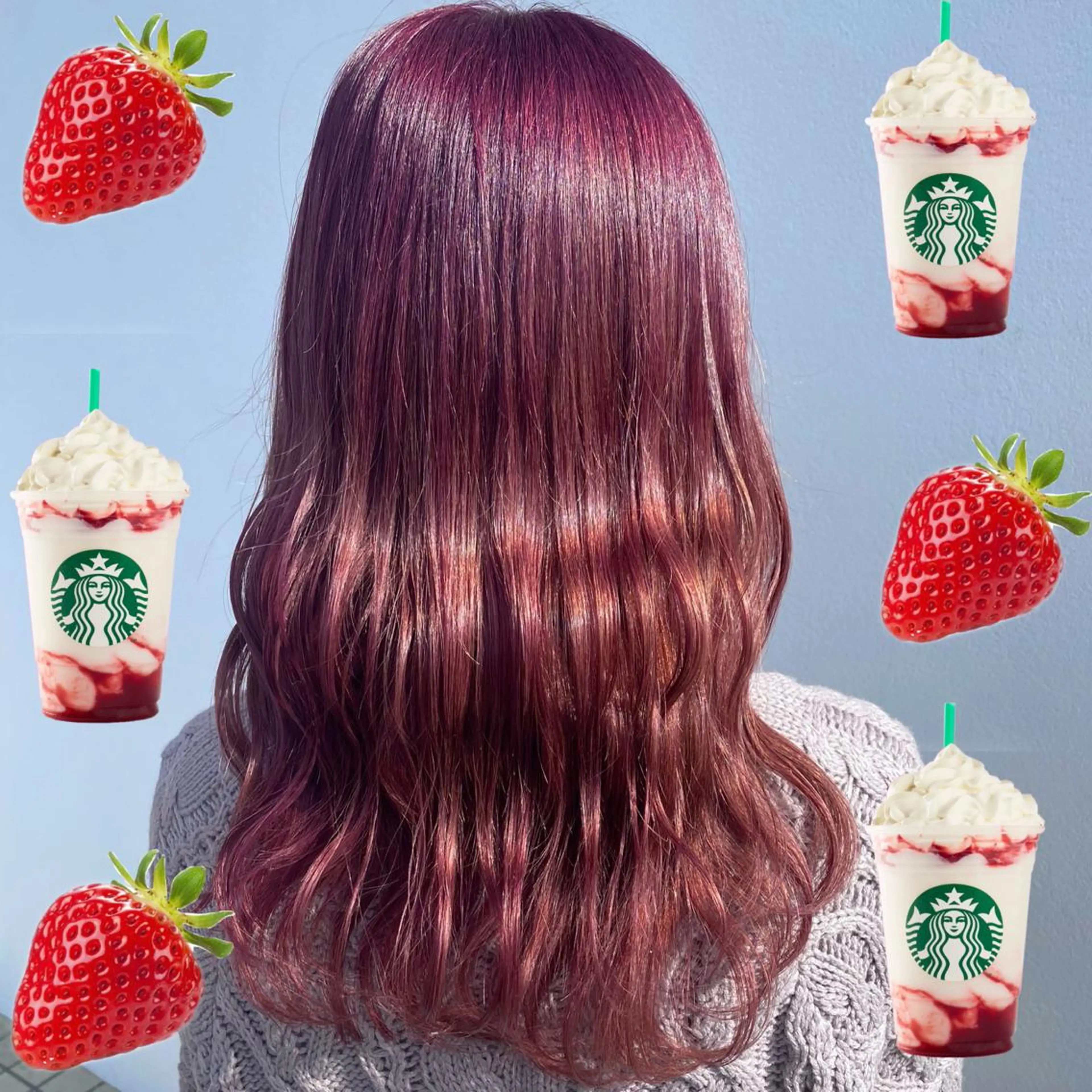 ロング カラー カシス ピンクカラー ヘアカラー 韓国ヘア特化 💟 ララア 💟のヘアスタイル