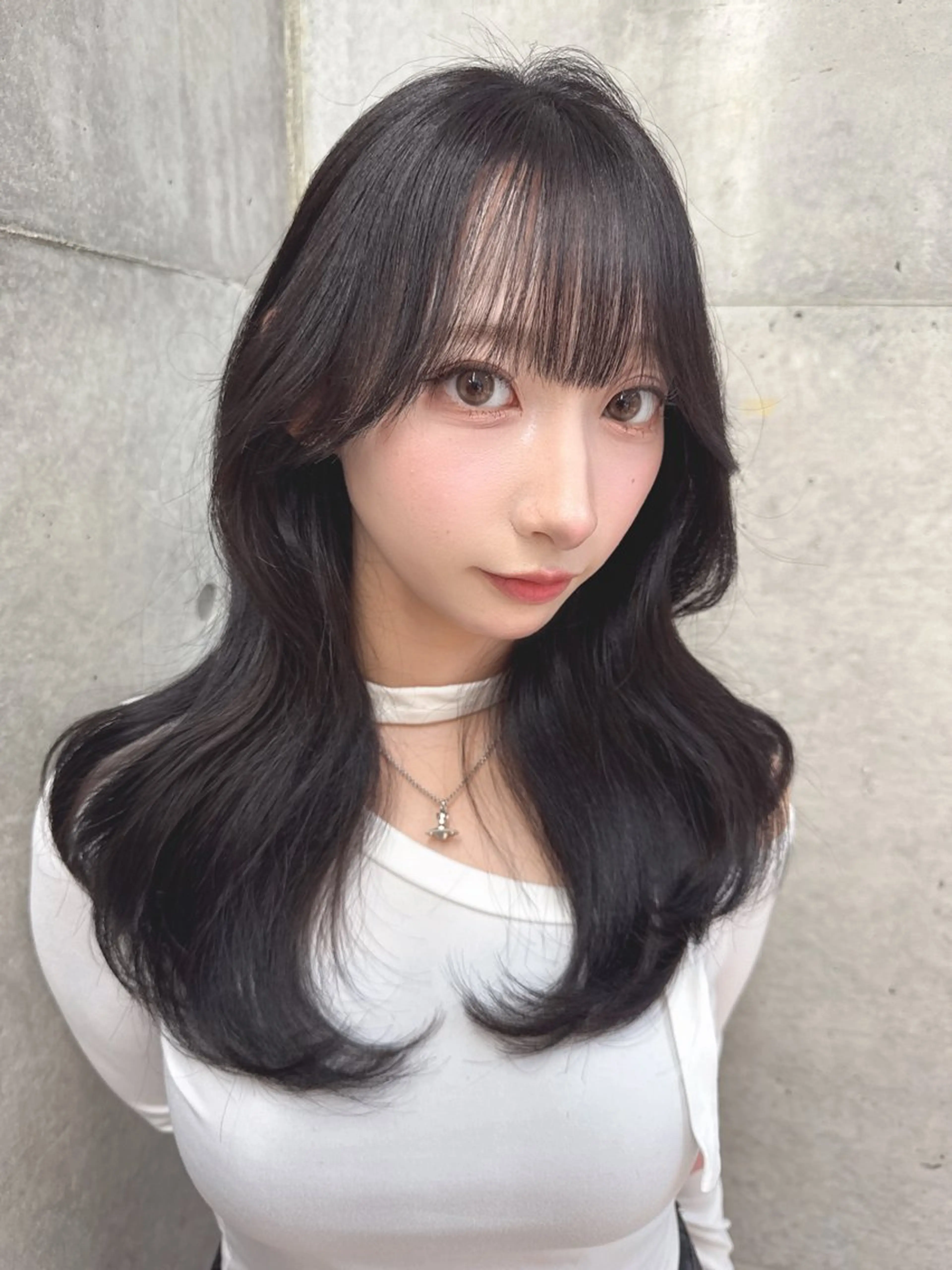 セミロング カラー カット ヘアカラー トリートメント shion 透明感カラーのヘアスタイル