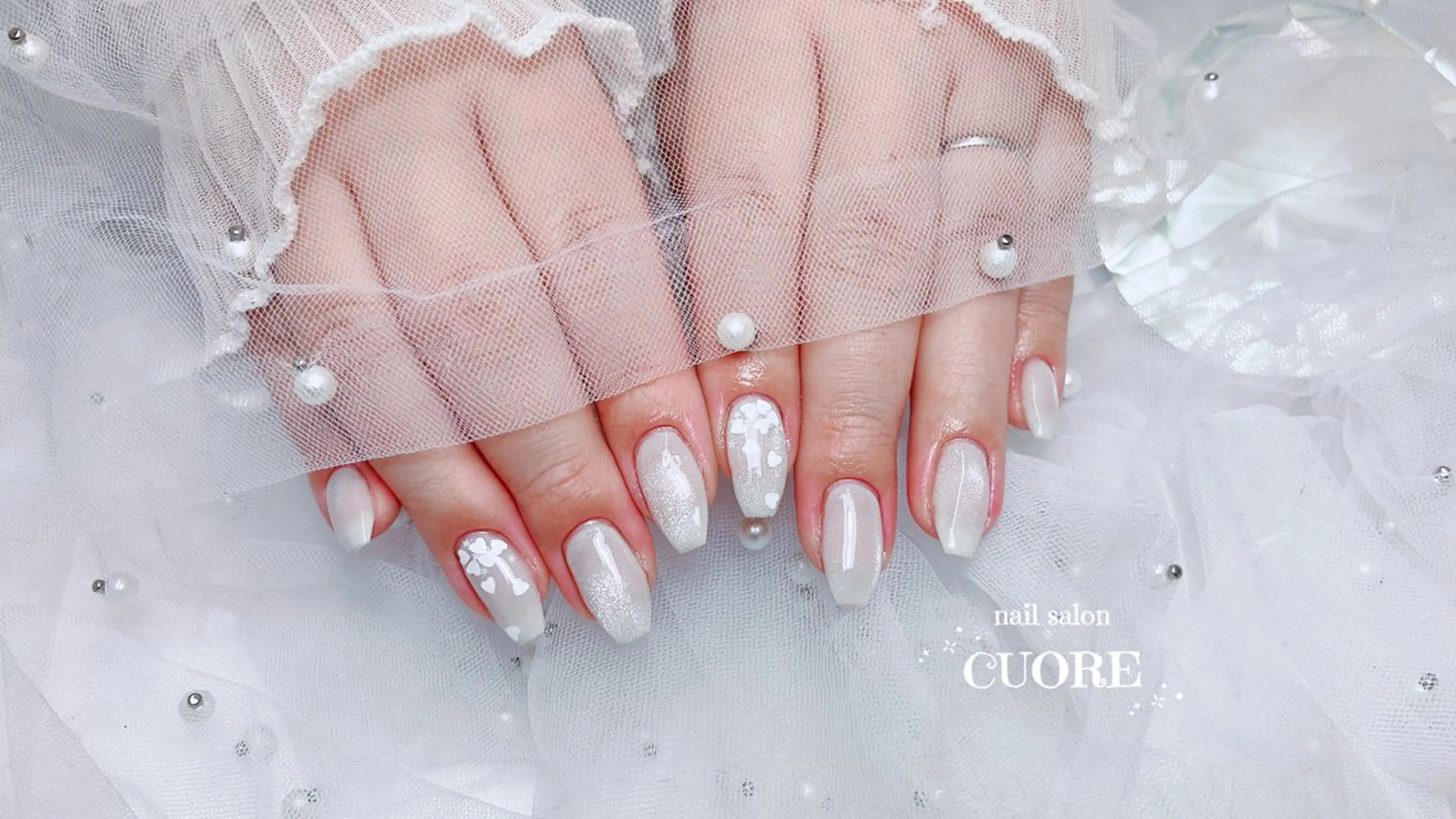 ネイル ハート マグネットネイル オフィスネイル シンプルネイル バレンタイン ハンドネイル CUORE____nail所属・nail salon CUOREのネイルデザイン