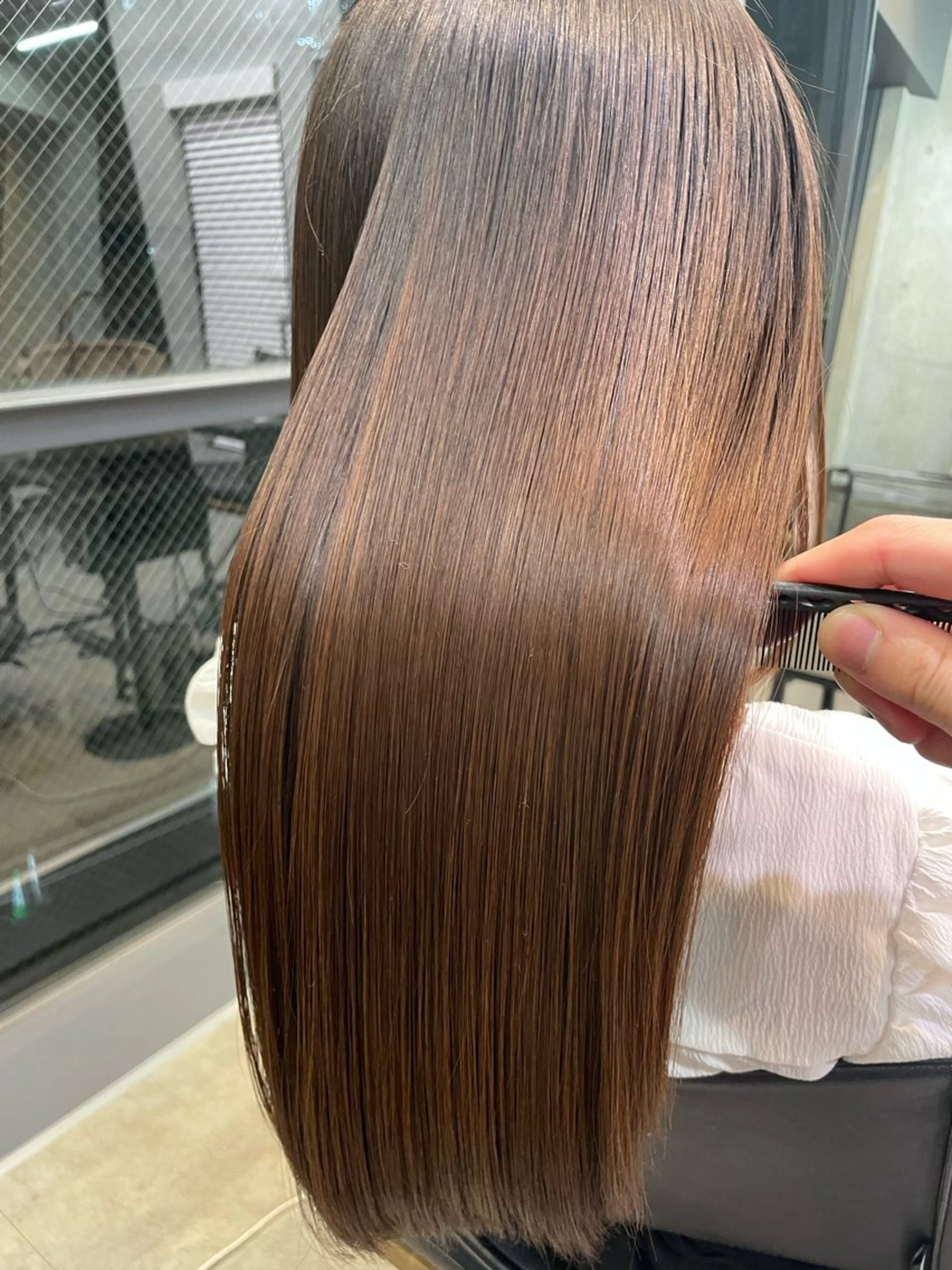 ロング カラー 縮毛矯正 韓国レイヤー/透明感 /髪質改善/アジキのヘアスタイル