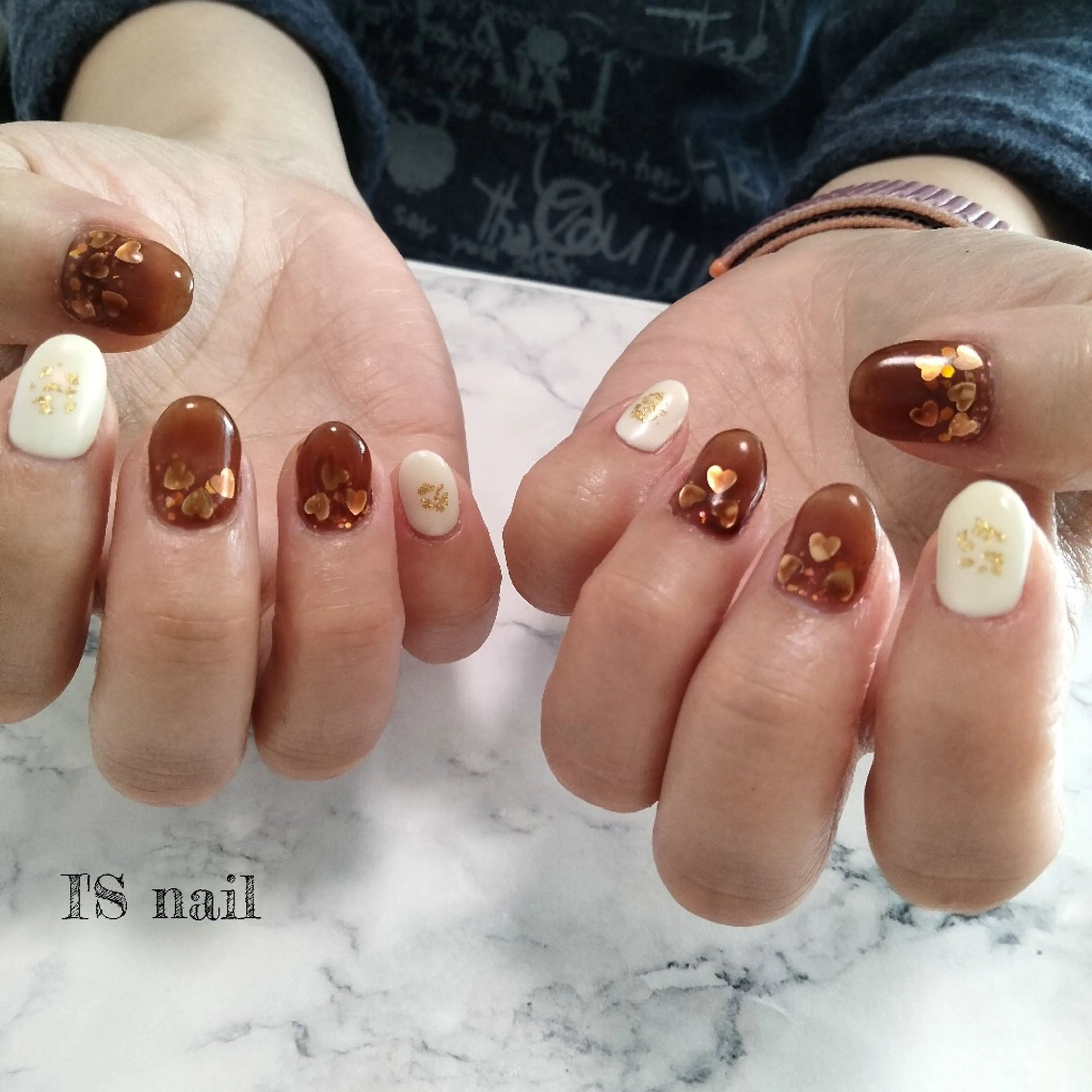 ネイル ブラウン バレンタイン I'S nail 佐野のネイルデザイン