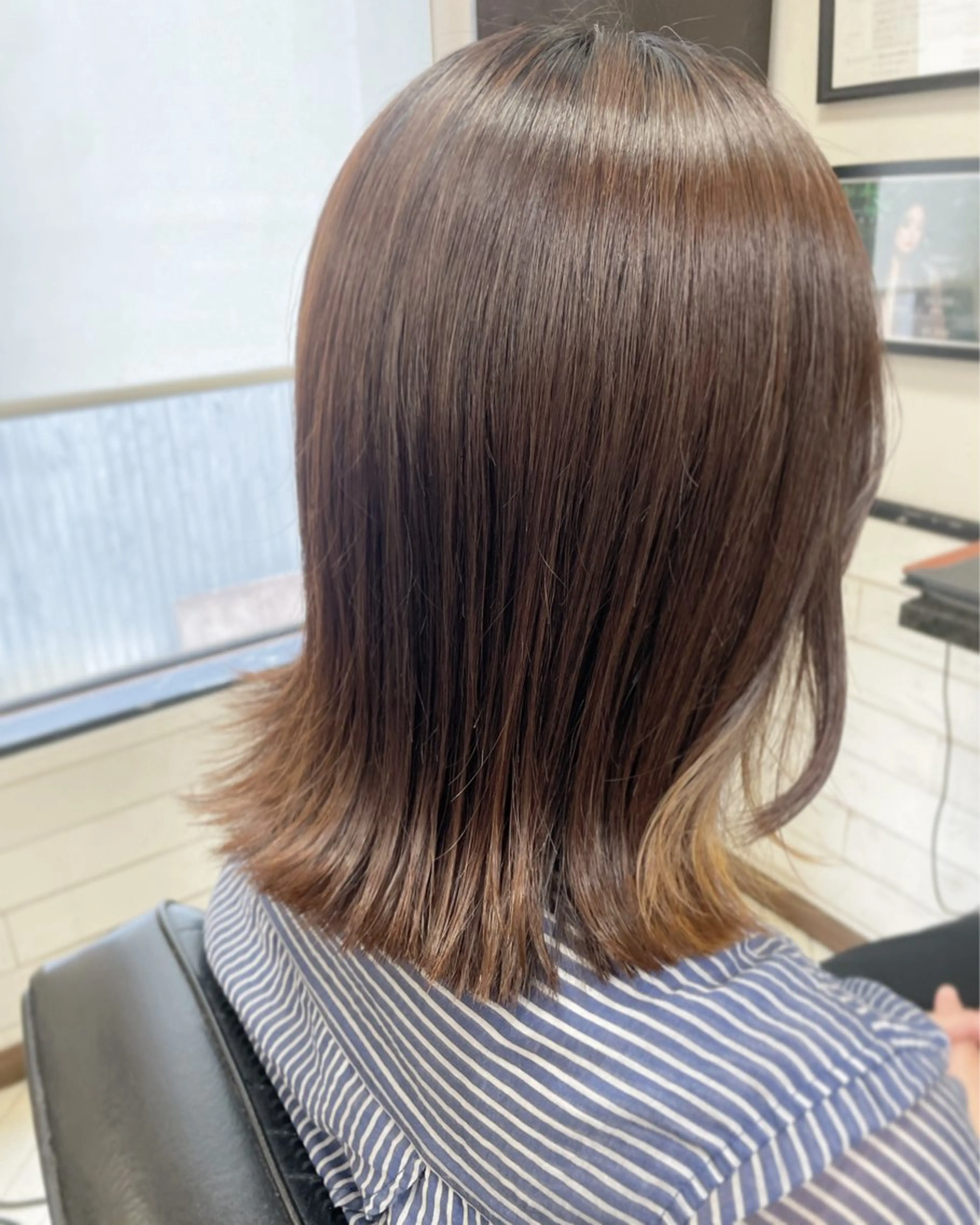 ミディアム 髪質改善 外ハネヘア 縮毛矯正 トリートメント 【ヌーベルバレ】 ゆきみのヘアスタイル