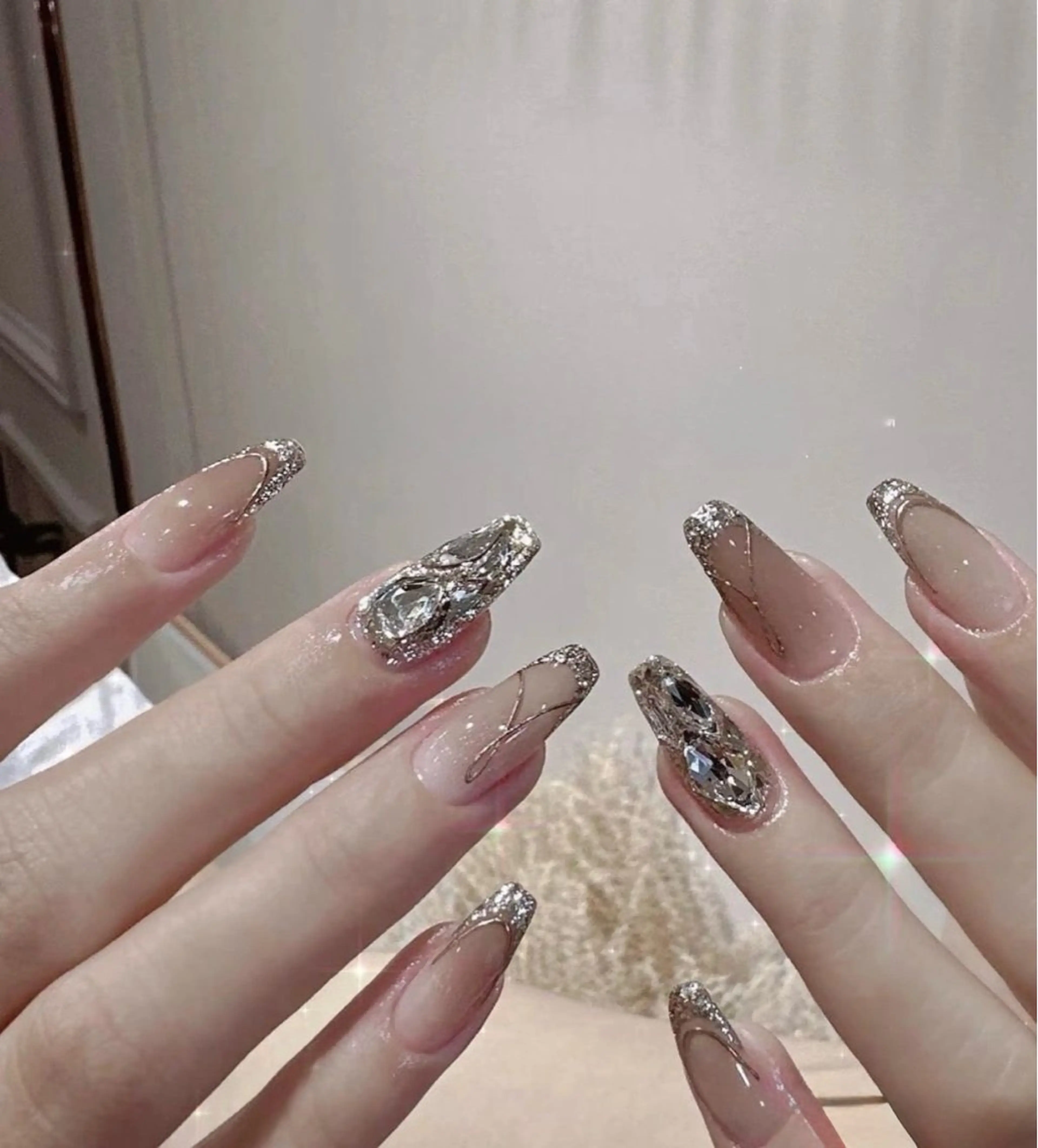 ネイル アートネイル オーロラネイル ブルー チークネイル フットネイル ハンドネイル Yurin_NICY 池袋のネイルデザイン