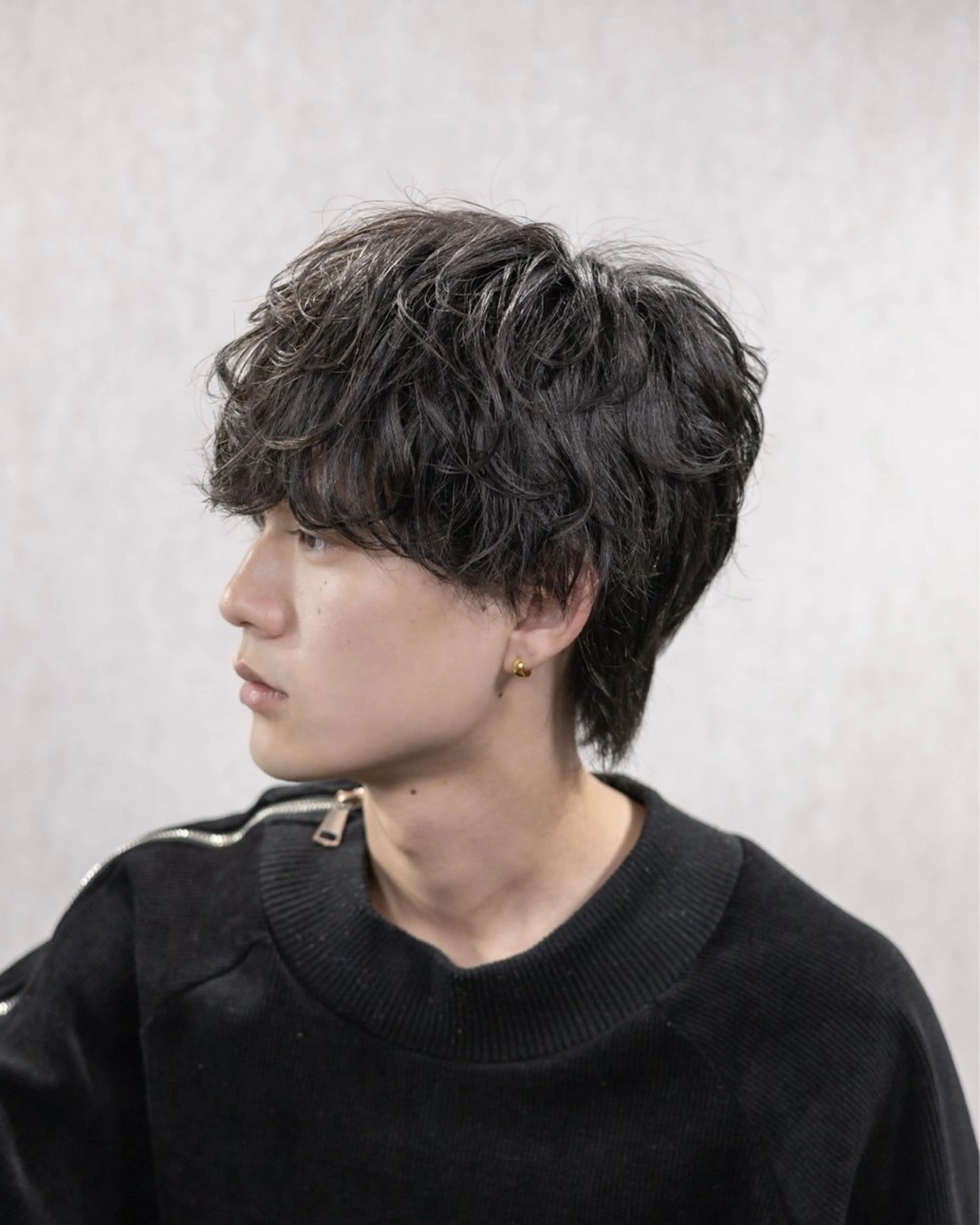 ショート カラー パーマ メンズ カット パーマ 【シャドウパーマ センターパート】義心のヘアスタイル