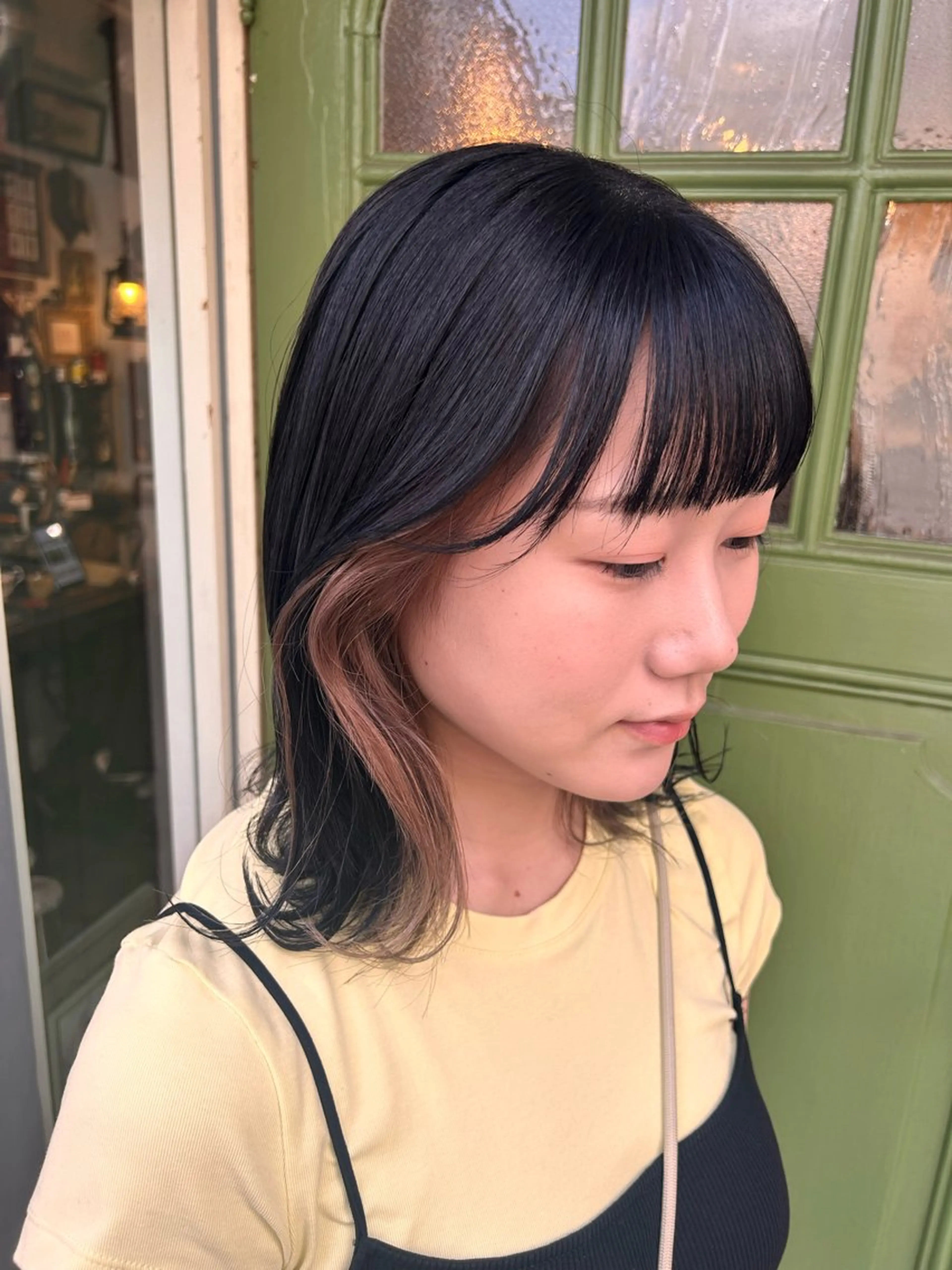 ミディアム カラー ヘアカラー 清水千優/パーマ/透 明感カラー/メンズのヘアスタイル