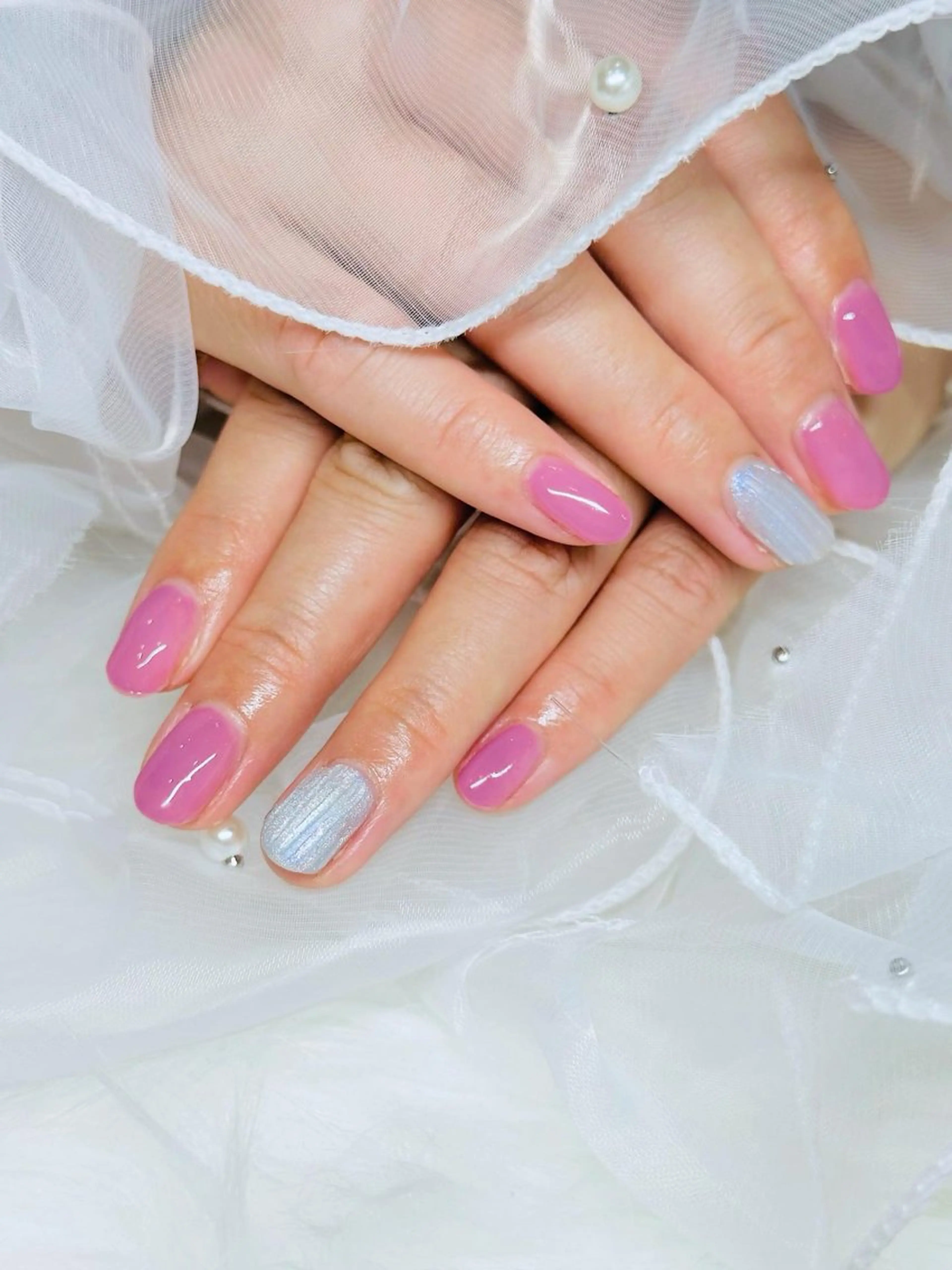 ネイル オフィスネイル パープル ハンドネイル ネイルサロンエレノア所属・田端 笑理菜のネイルデザイン