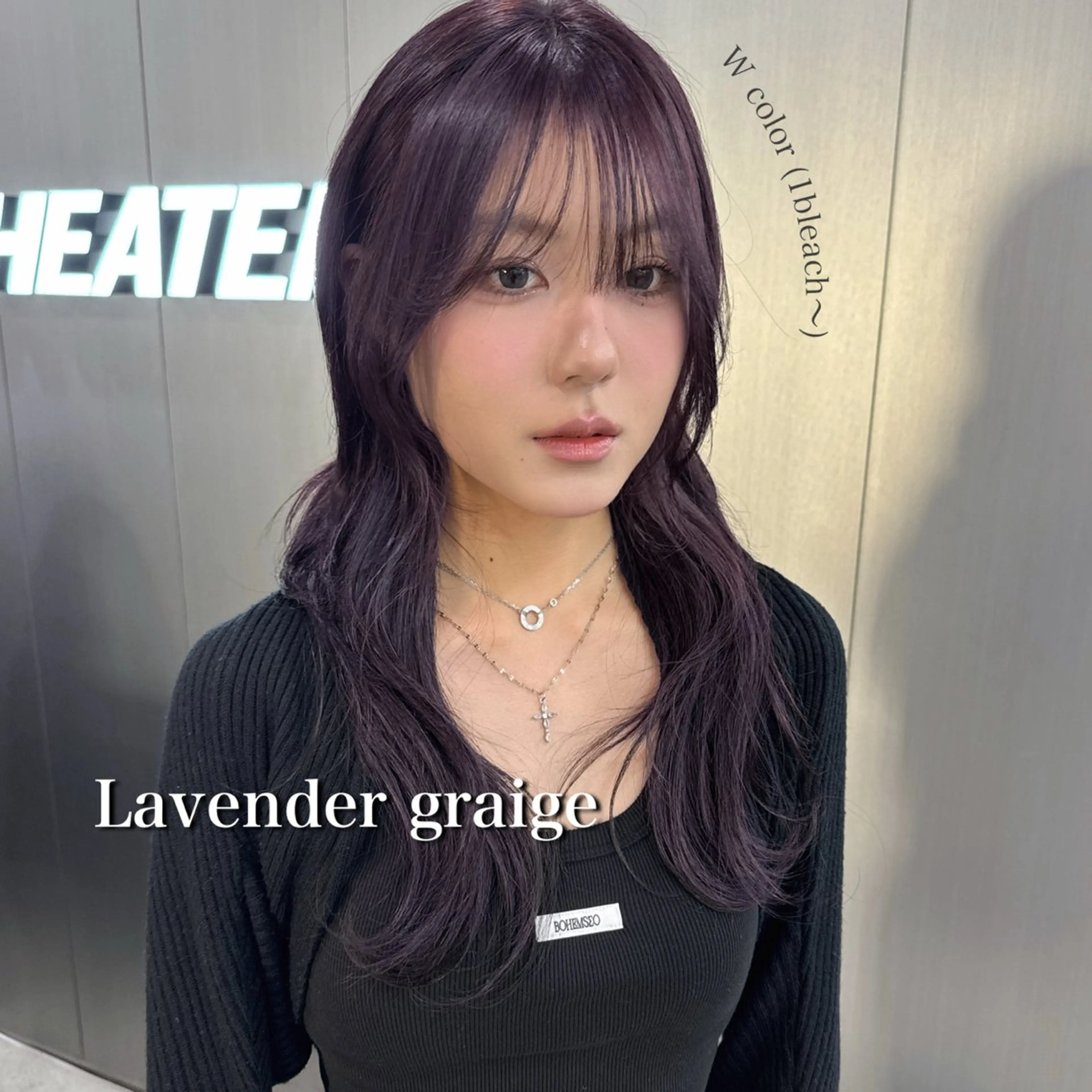ロング カラー ヘアカラー 暗髪🩶ラベンダー/ ブルー/ユウナ🤍のヘアスタイル