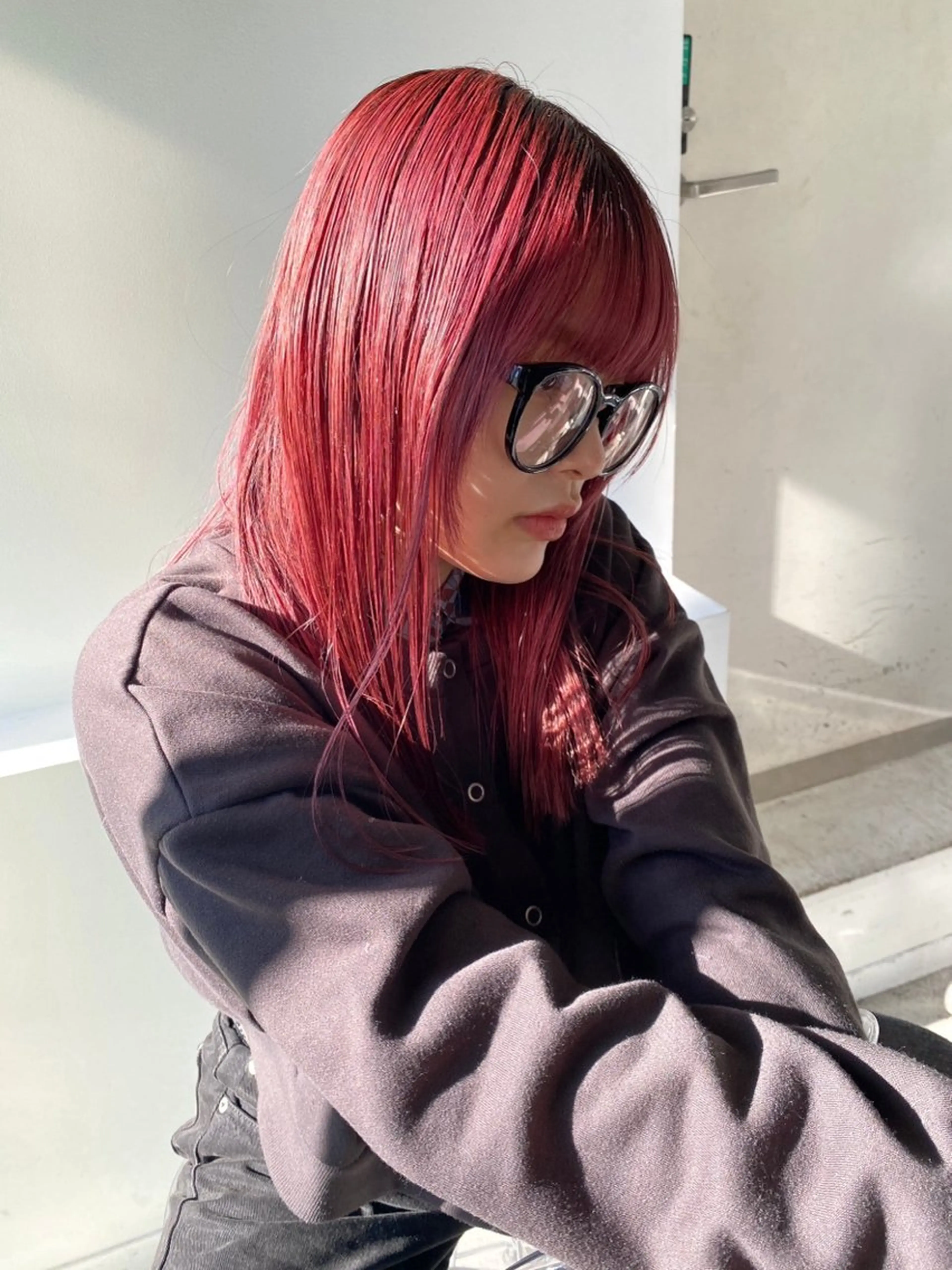 赤色やりたい方限定メニュー🌺　　　　　　　　　　　　　　　　　　　　　ブリーチ+オンカラー+トリートメントの写真