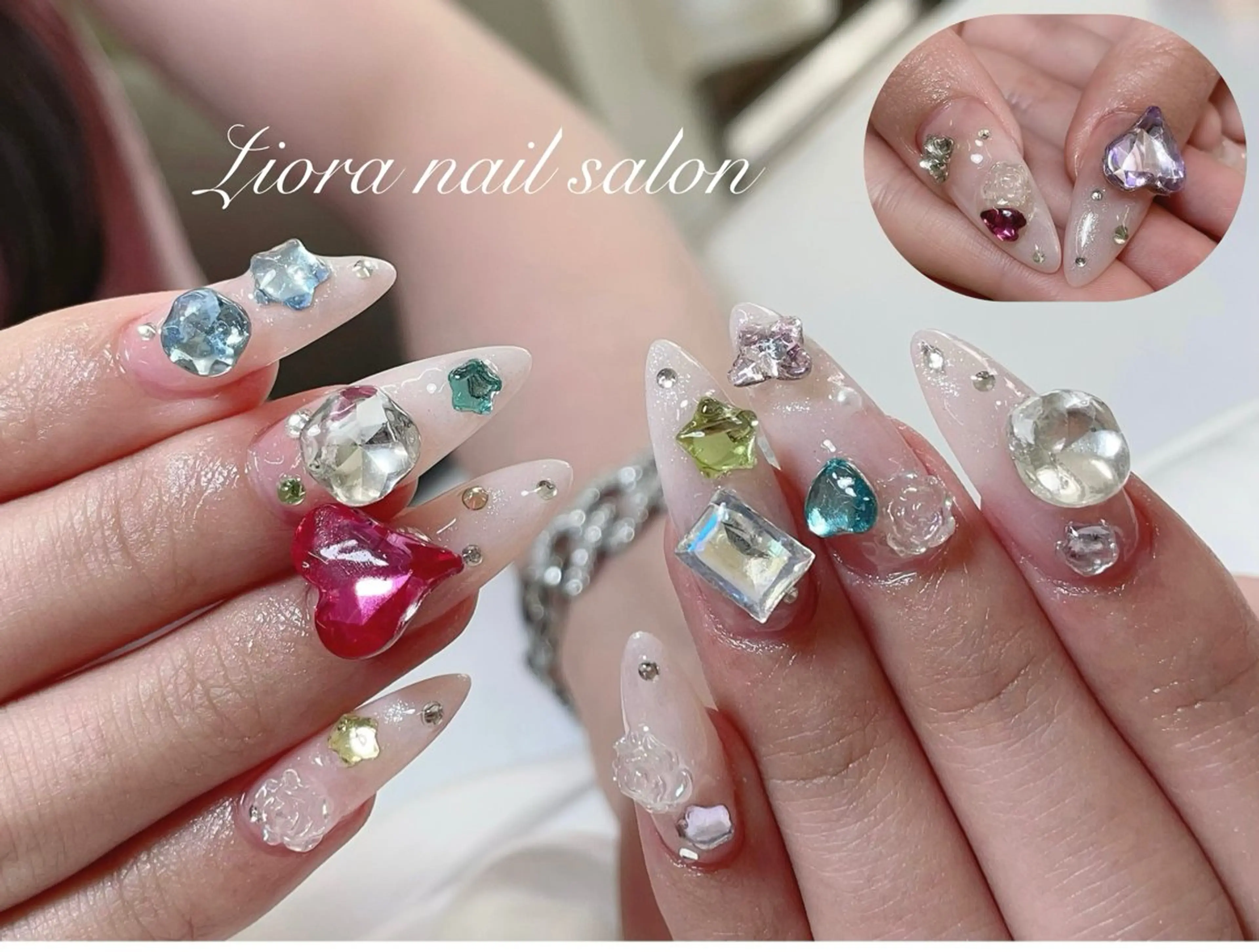 ネイル フレンチネイル ジェルネイル ガーリー グラデーション キラキラネイル ハンドネイル Liora nail 1のネイルデザイン