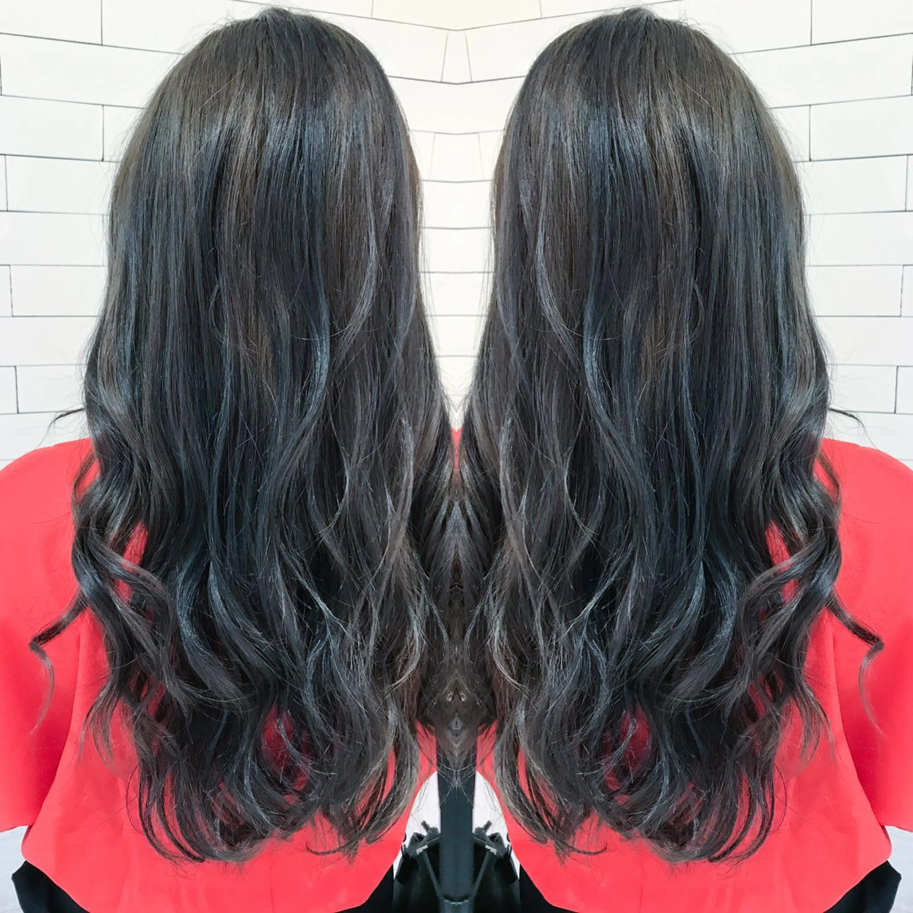 セミロング カラー ブルーカラー ブルーグレー LA KING GINZA TOKYO所属・🧡ショートの達人 🧡SHOのヘアスタイル