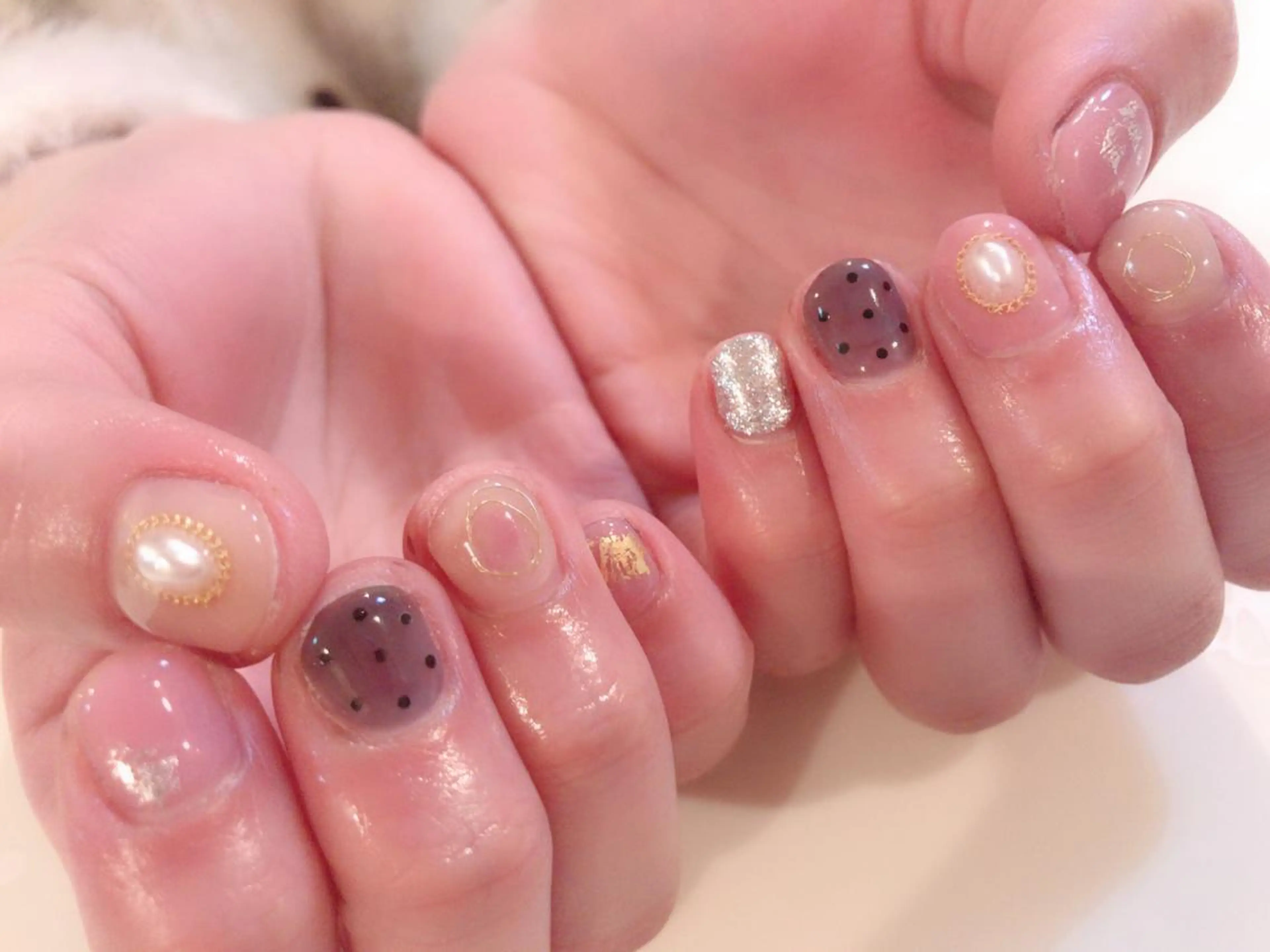 ネイル ニュアンスネイル ショートネイル LaLa Peach 福岡のマツエク・マツパデザイン