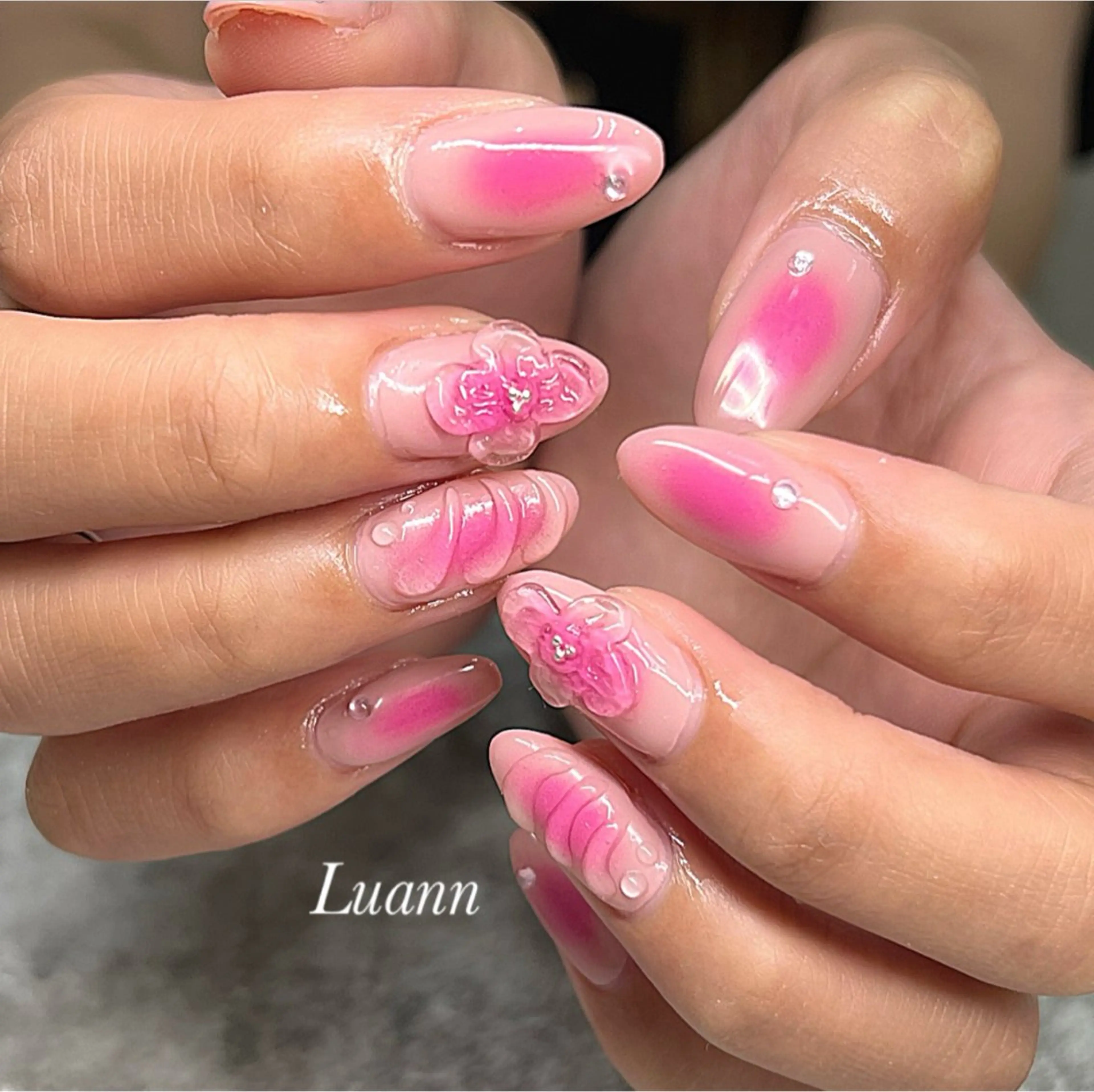ネイル チークネイル グラデーション 韓国ネイル ピンク Luann nail所属・Luann nail Sakiのネイルデザイン