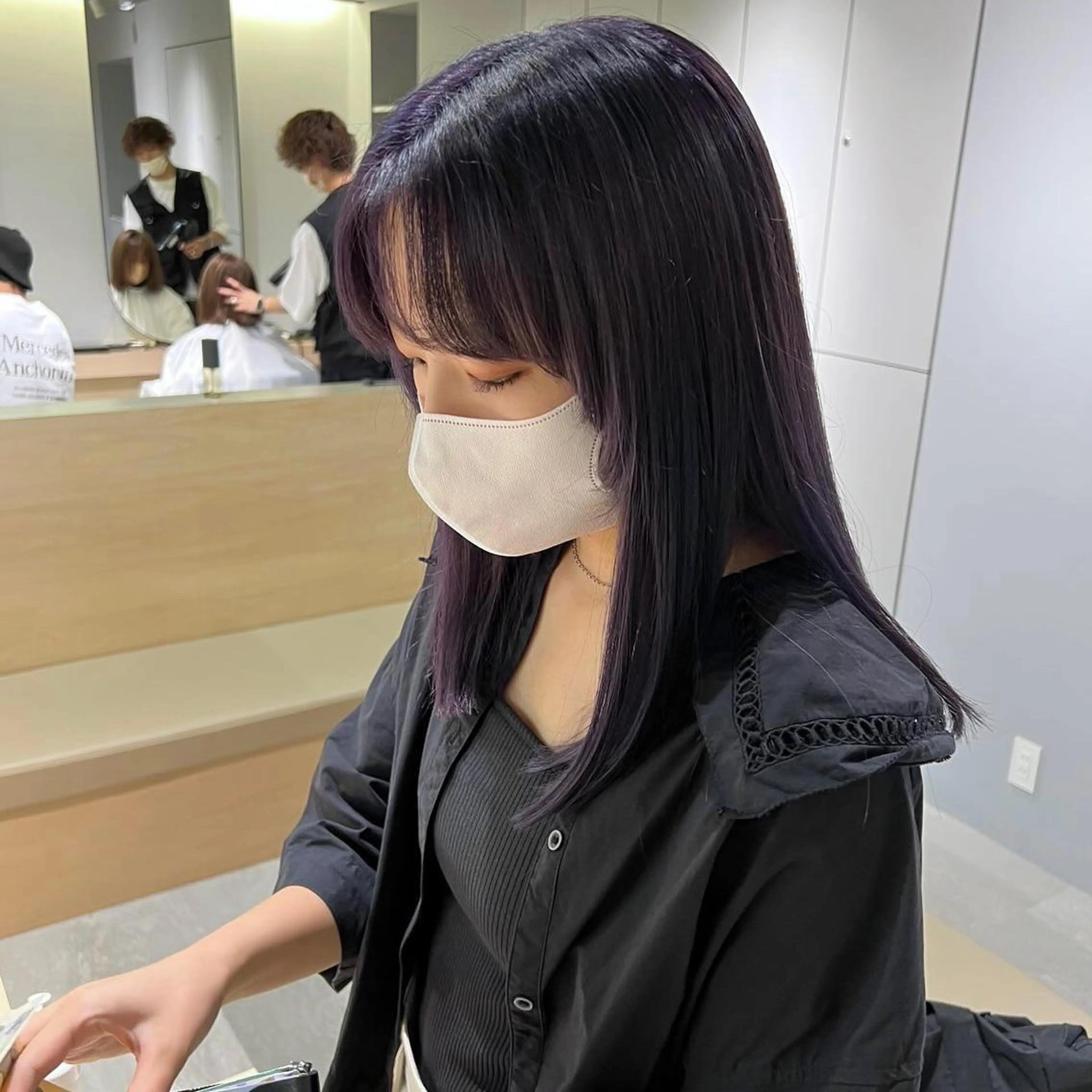 ミディアム カラー パープルカラー ヘアカラー トリートメント nonoka オリーブ/グレージュのヘアスタイル