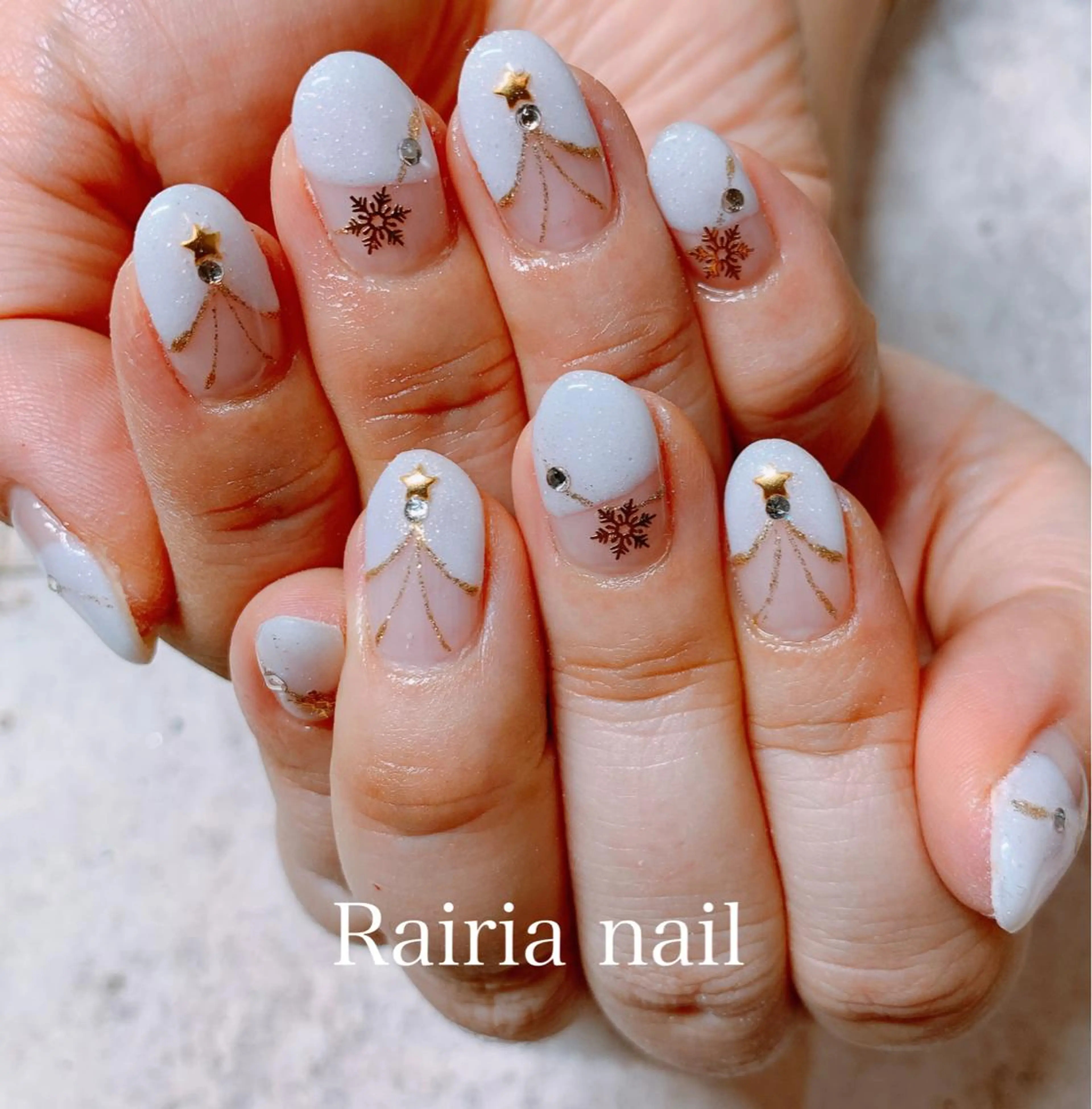 ネイル アートネイル ジェルネイル パラジェル 冬ネイル Rairia nail本八幡店のネイルデザイン