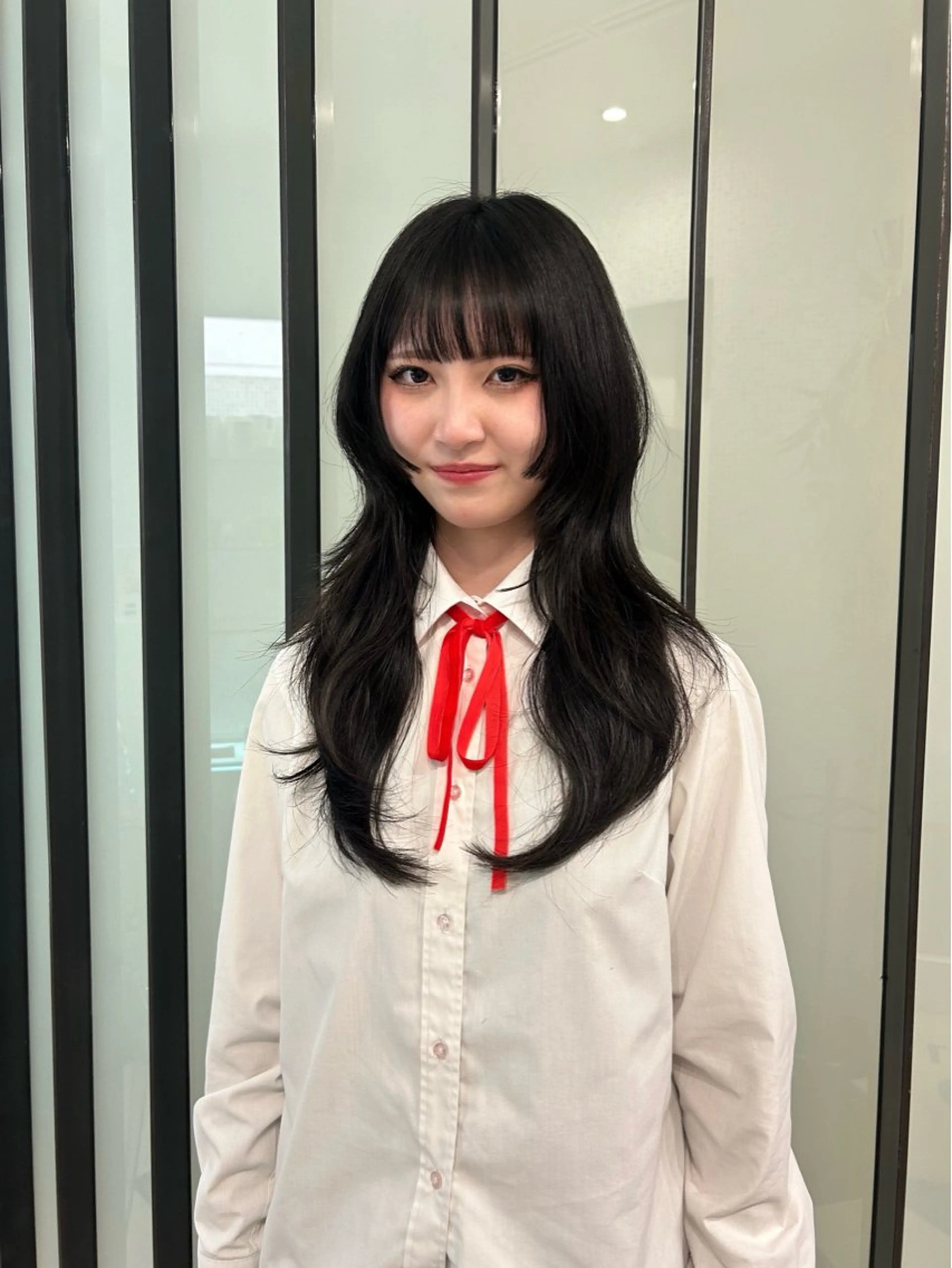 ロング ハッシュカット 姫カット レイヤーカット ウルフカット ウルフレイヤー カット トリートメント 大谷美佳/レイヤー カット/ツヤ髪のヘアスタイル