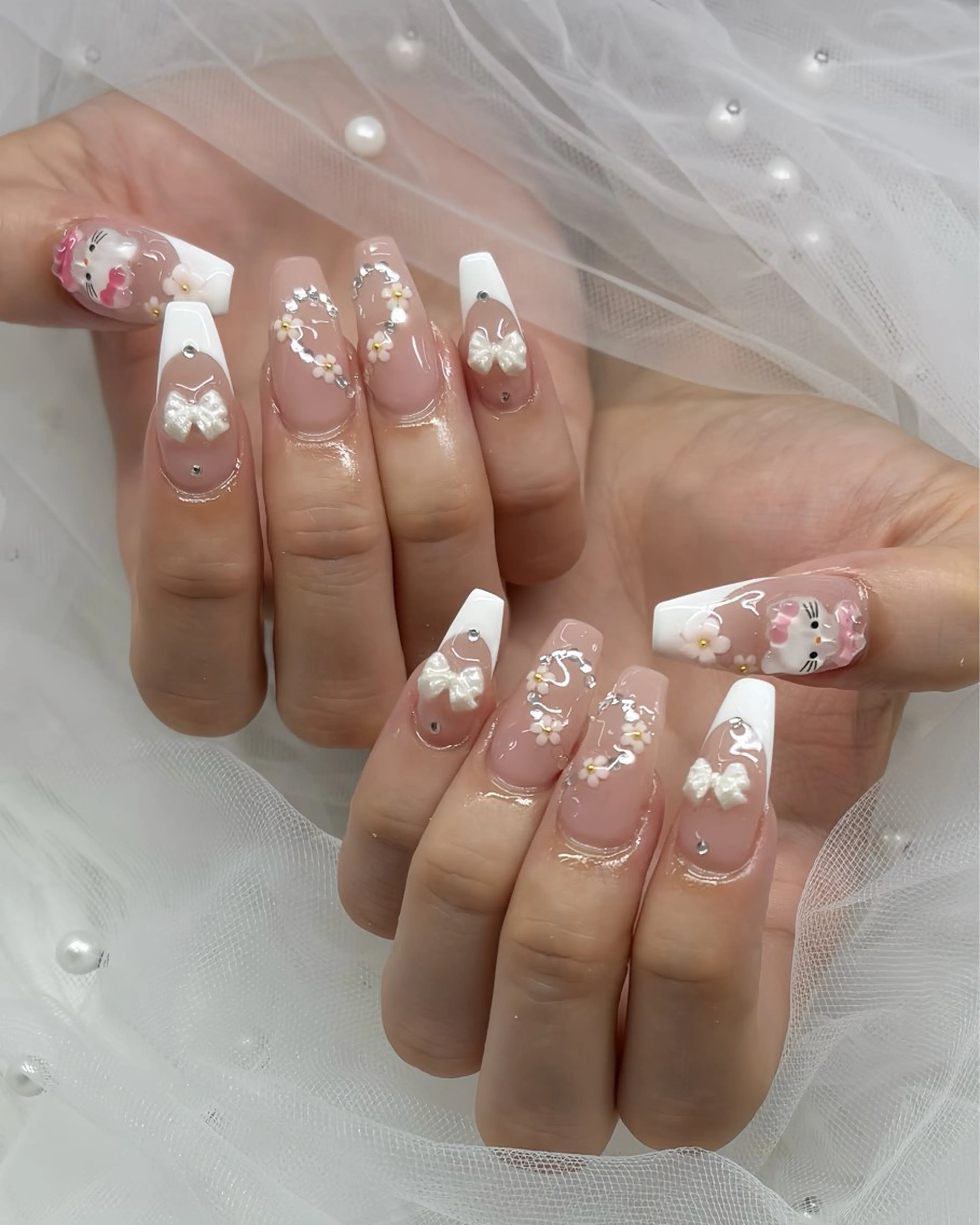 ネイル ハート 持ち込み 春ネイル lebon nail所属・完全プライベート サロンYUZUHAのネイルデザイン