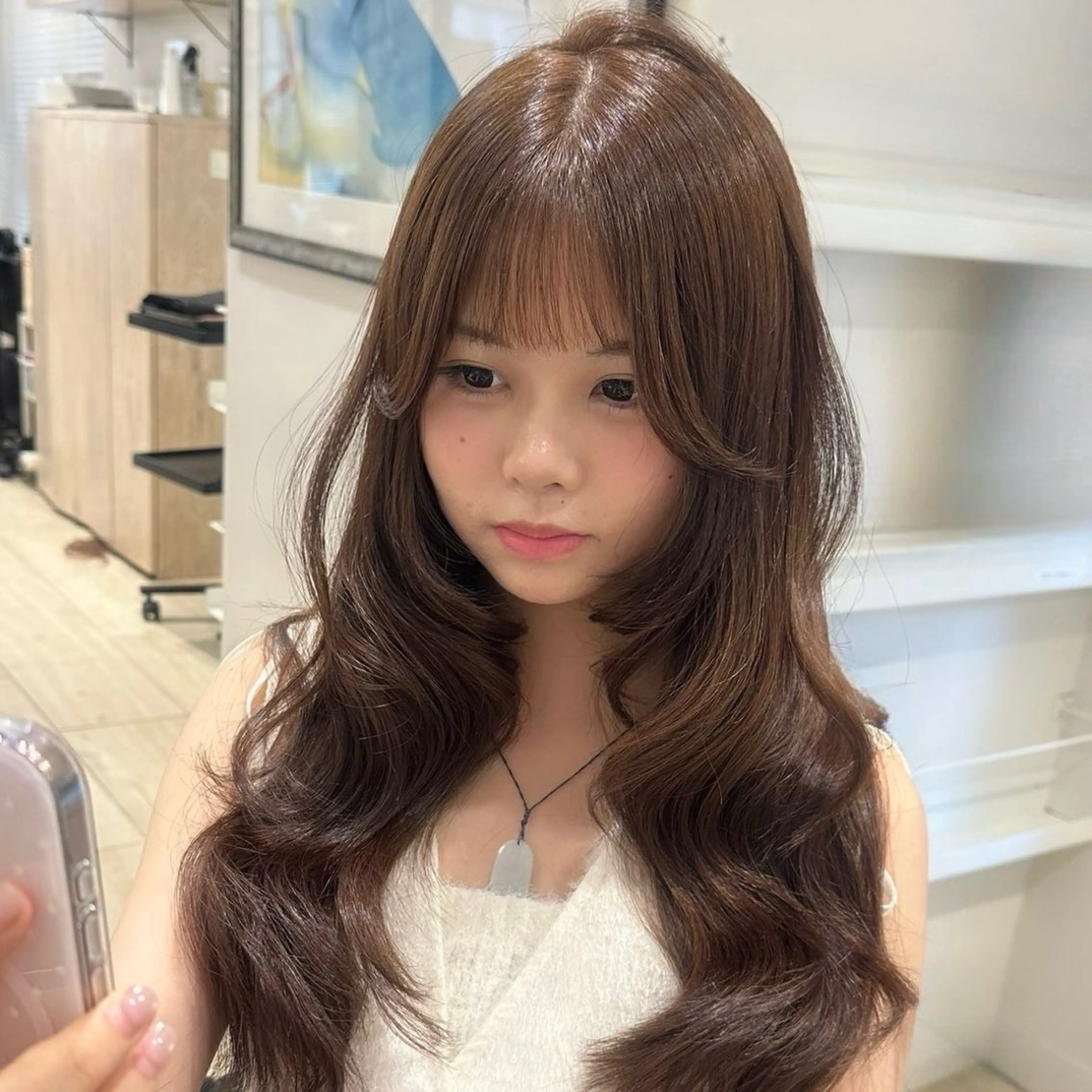 ロング レイヤーカット ワンホンヘア カット ヘアカラー トリートメント 💎銀座.大人可愛い 🩶上品ヘア💎のヘアスタイル