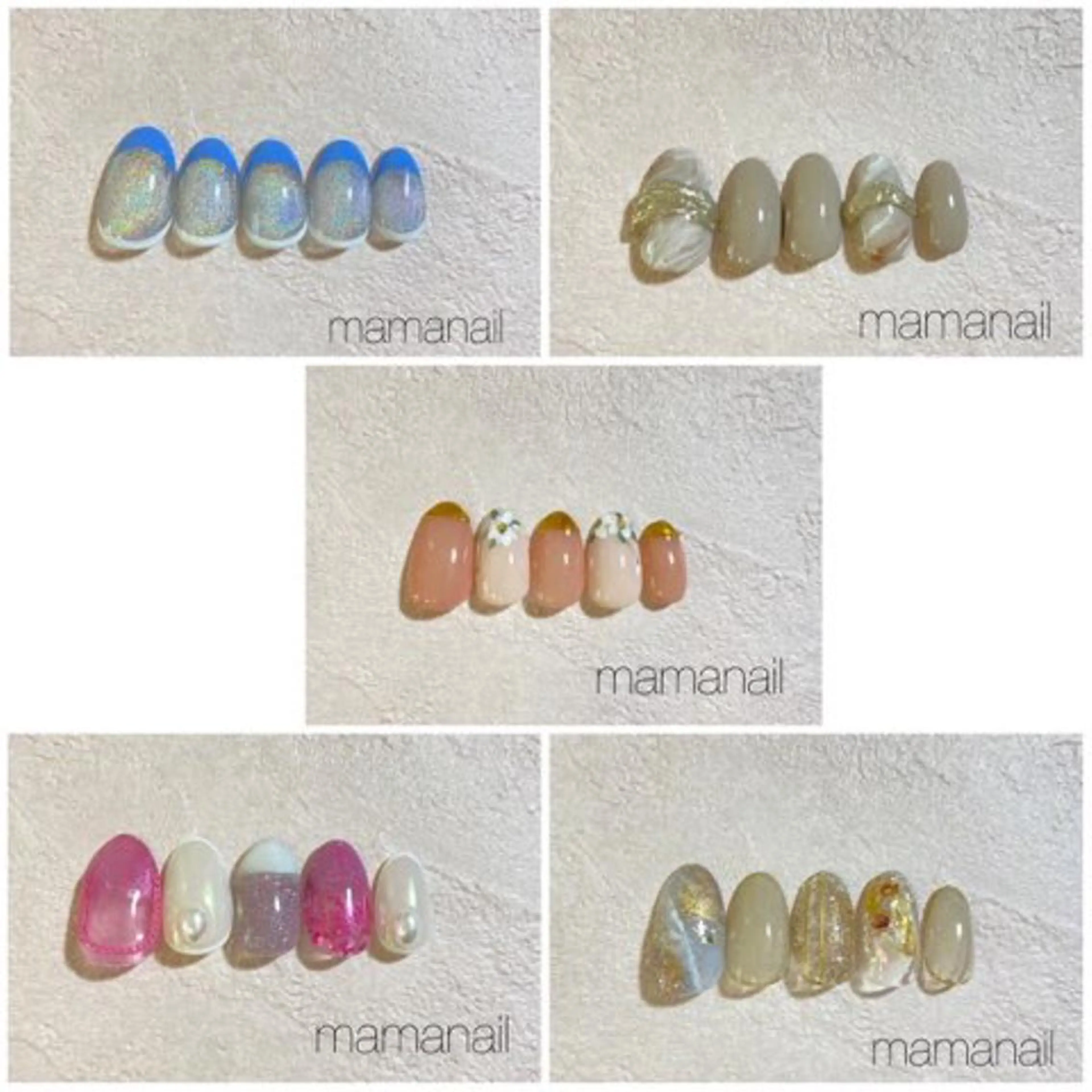 ネイル アートネイル ブルー ジェルネイル ネイルサロン mama nailのネイルデザイン