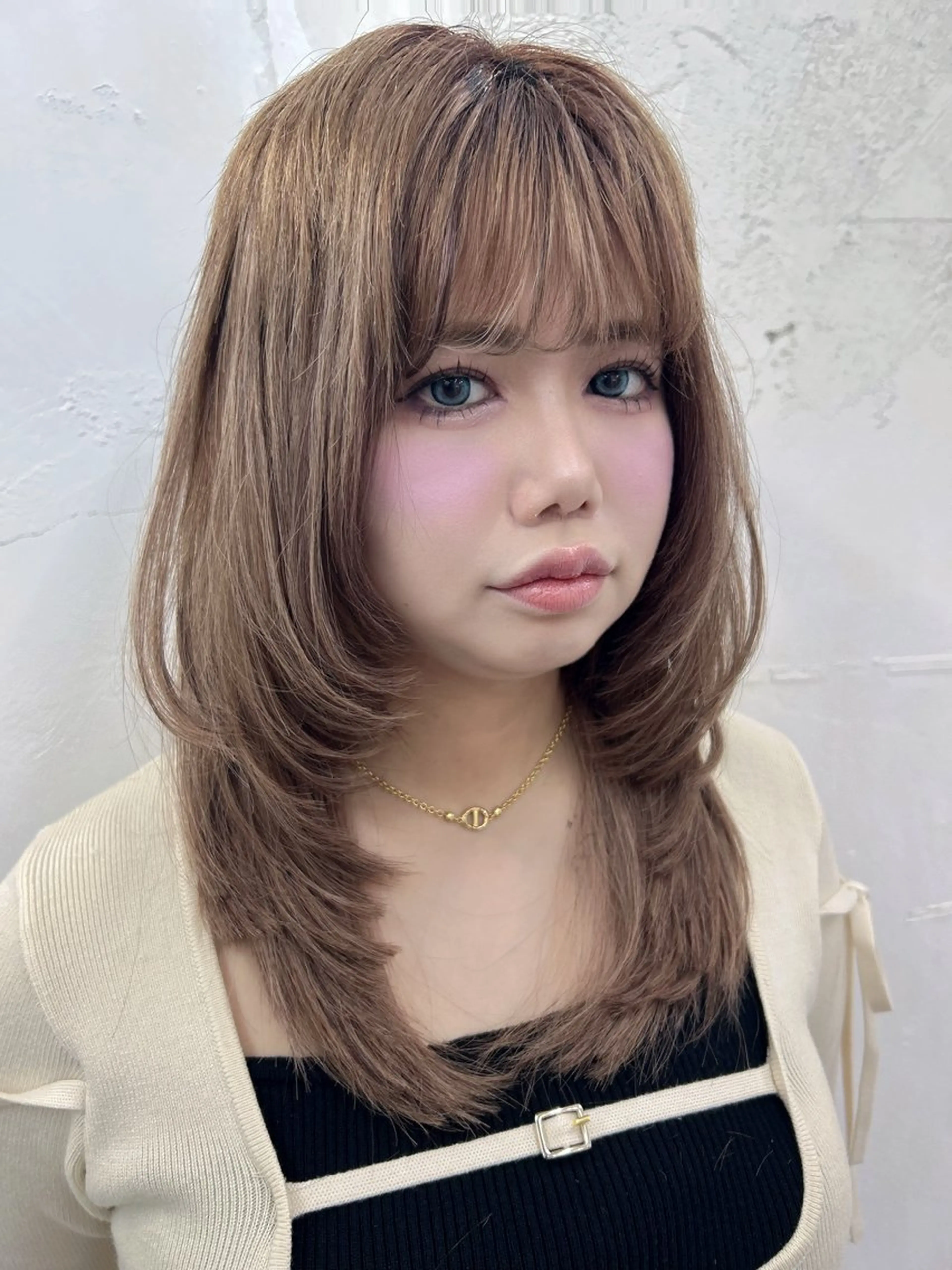 セミロング ハッシュカット ハイレイヤー レイヤーカット カット トリートメント 下妻 カラーエクステ難波のヘアスタイル