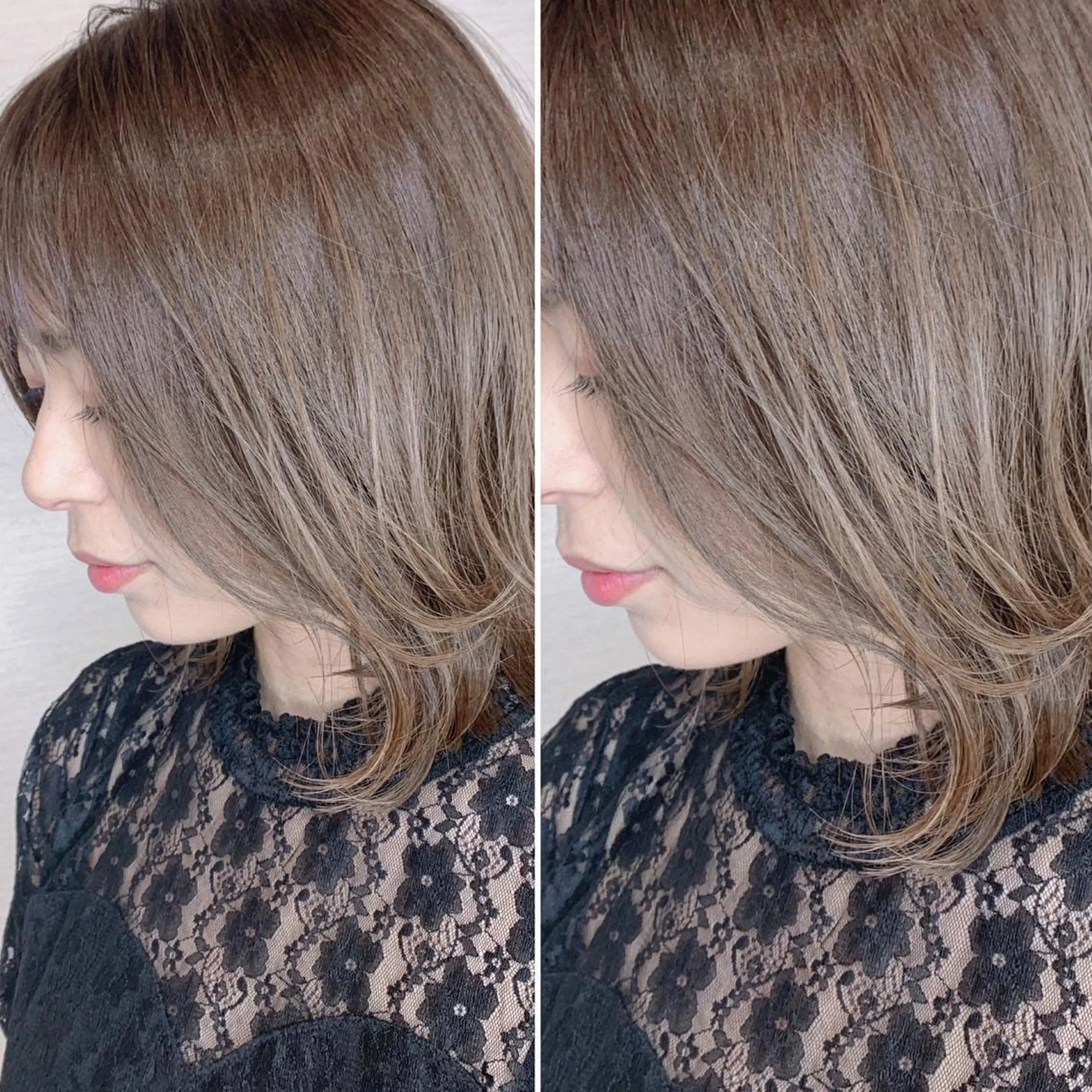 ミディアム ブリーチなしダブル/ レイヤーカット 小棹のヘアスタイル