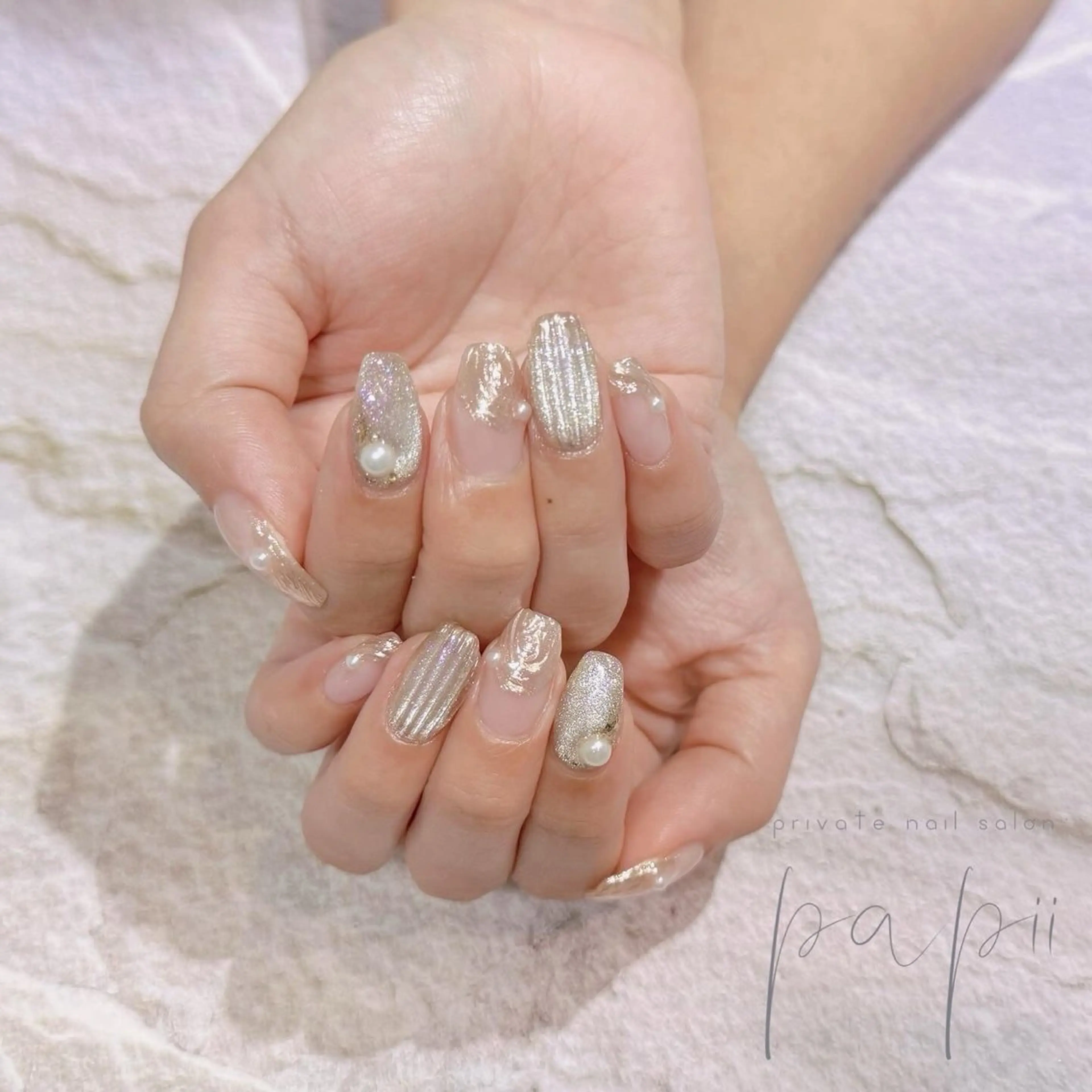 ネイル フレンチネイル ミラーネイル ハンドネイル private nail salon papii所属・papii☆ kurodaのネイルデザイン